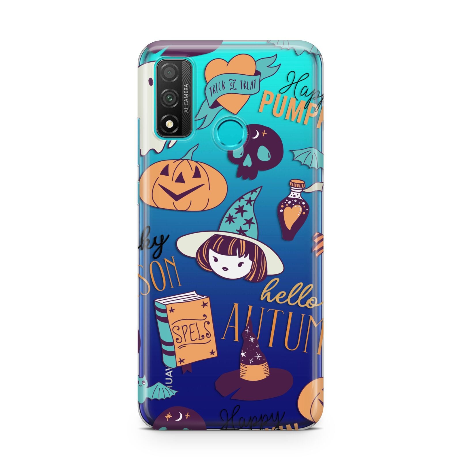 Orange and Blue Halloween Illustrations Huawei P Smart 2020