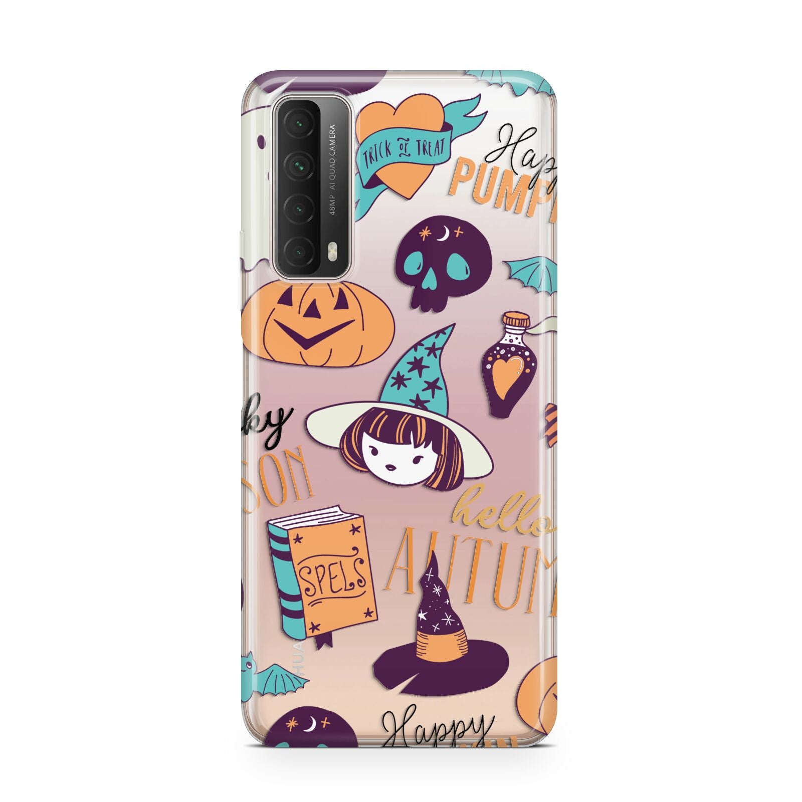 Orange and Blue Halloween Illustrations Huawei P Smart 2021