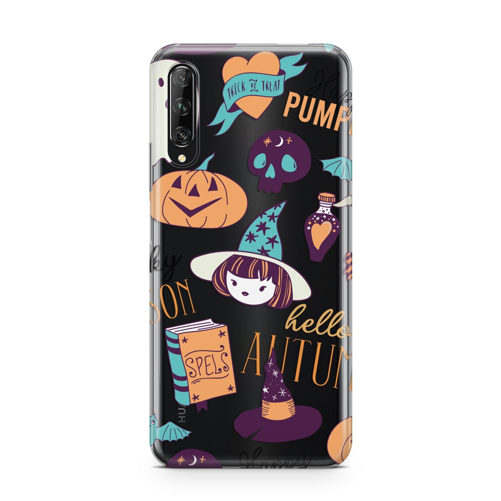 Orange and Blue Halloween Illustrations Huawei P Smart Pro 2019