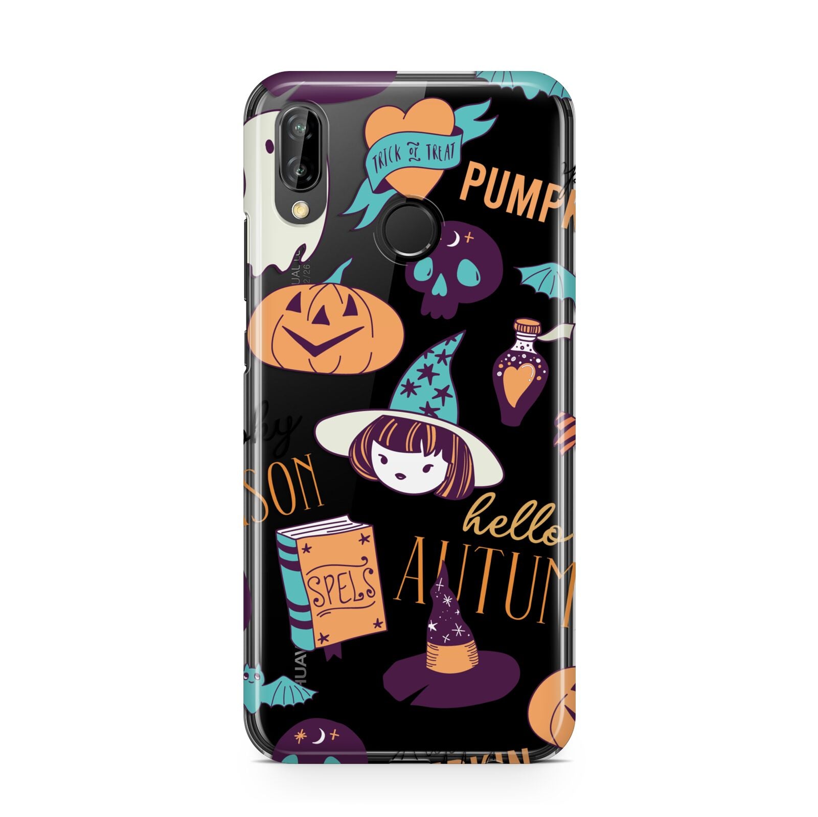 Orange and Blue Halloween Illustrations Huawei P20 Lite Phone Case