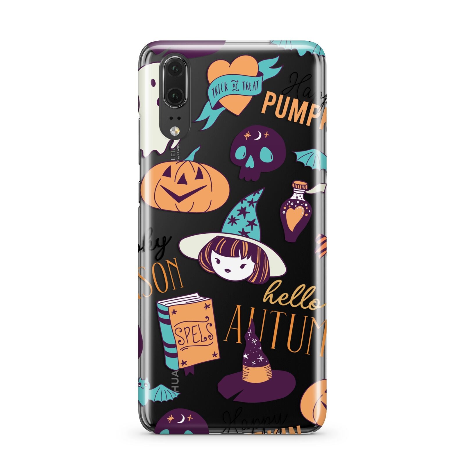 Orange and Blue Halloween Illustrations Huawei P20 Phone Case