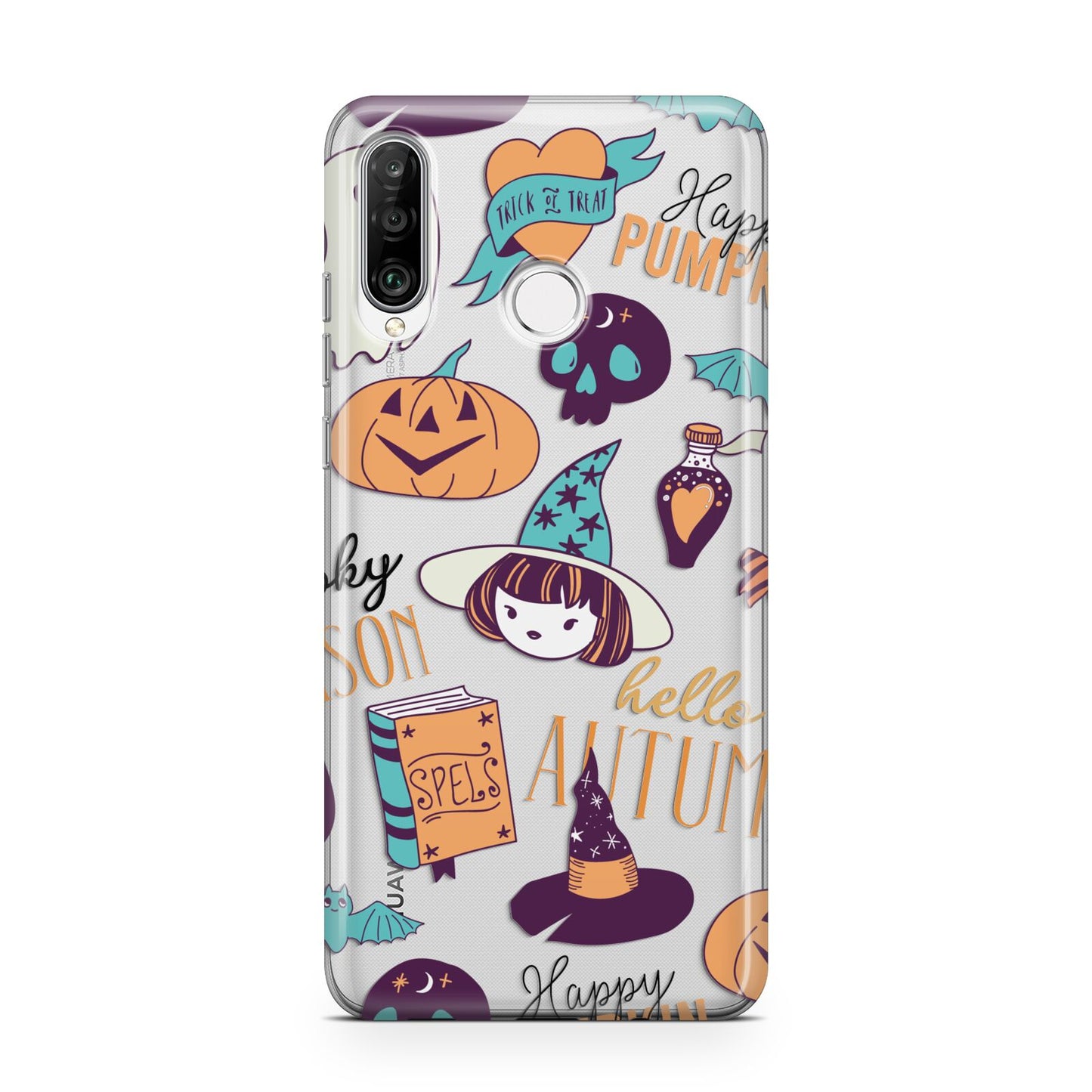 Orange and Blue Halloween Illustrations Huawei P30 Lite Phone Case