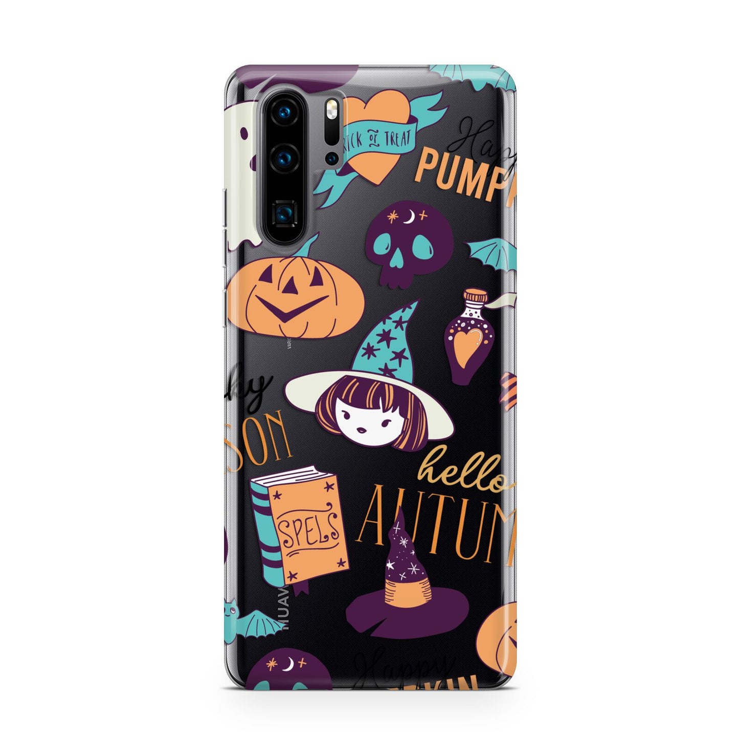 Orange and Blue Halloween Illustrations Huawei P30 Pro Phone Case