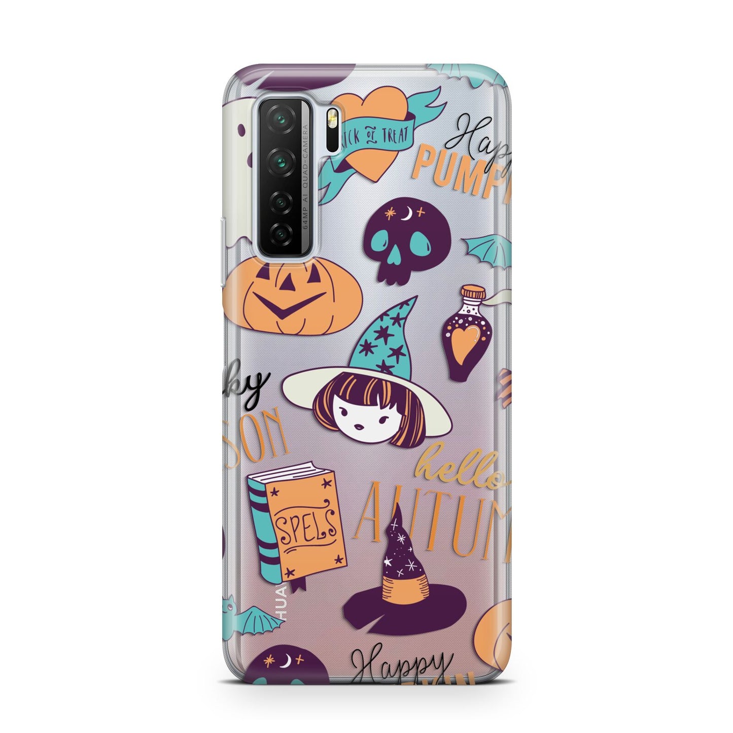 Orange and Blue Halloween Illustrations Huawei P40 Lite 5G Phone Case