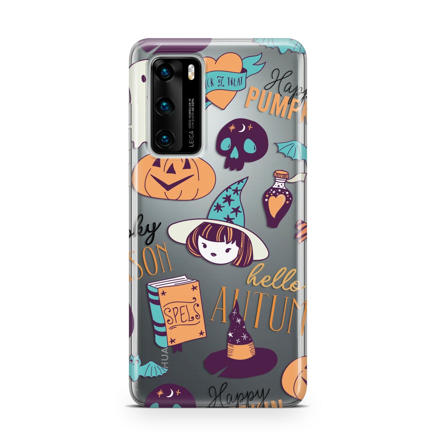 Orange and Blue Halloween Illustrations Huawei P40 Phone Case