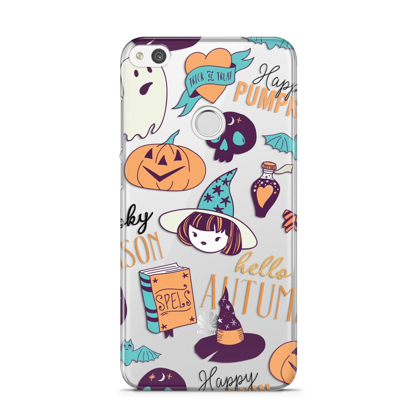 Orange and Blue Halloween Illustrations Huawei P8 Lite Case