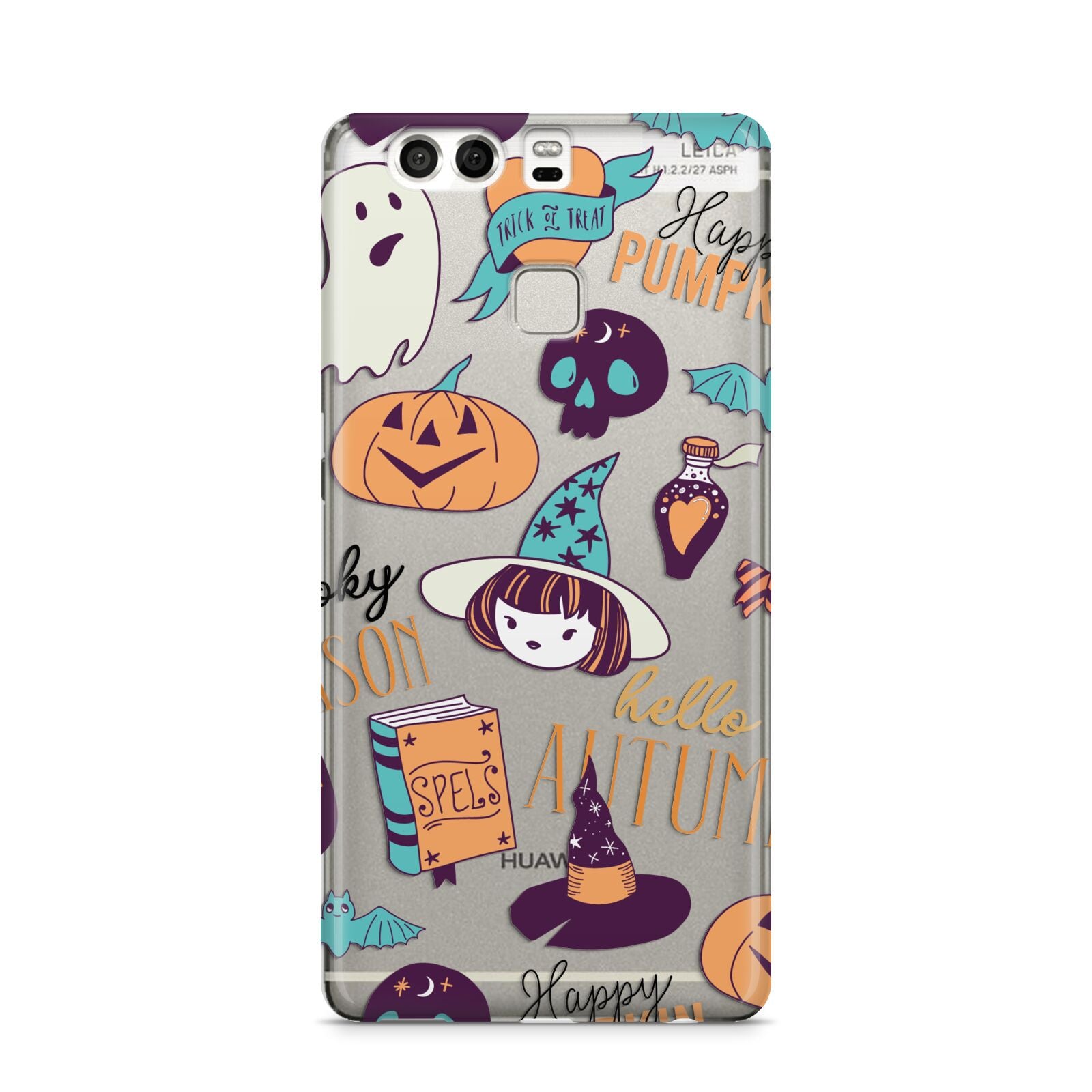 Orange and Blue Halloween Illustrations Huawei P9 Case