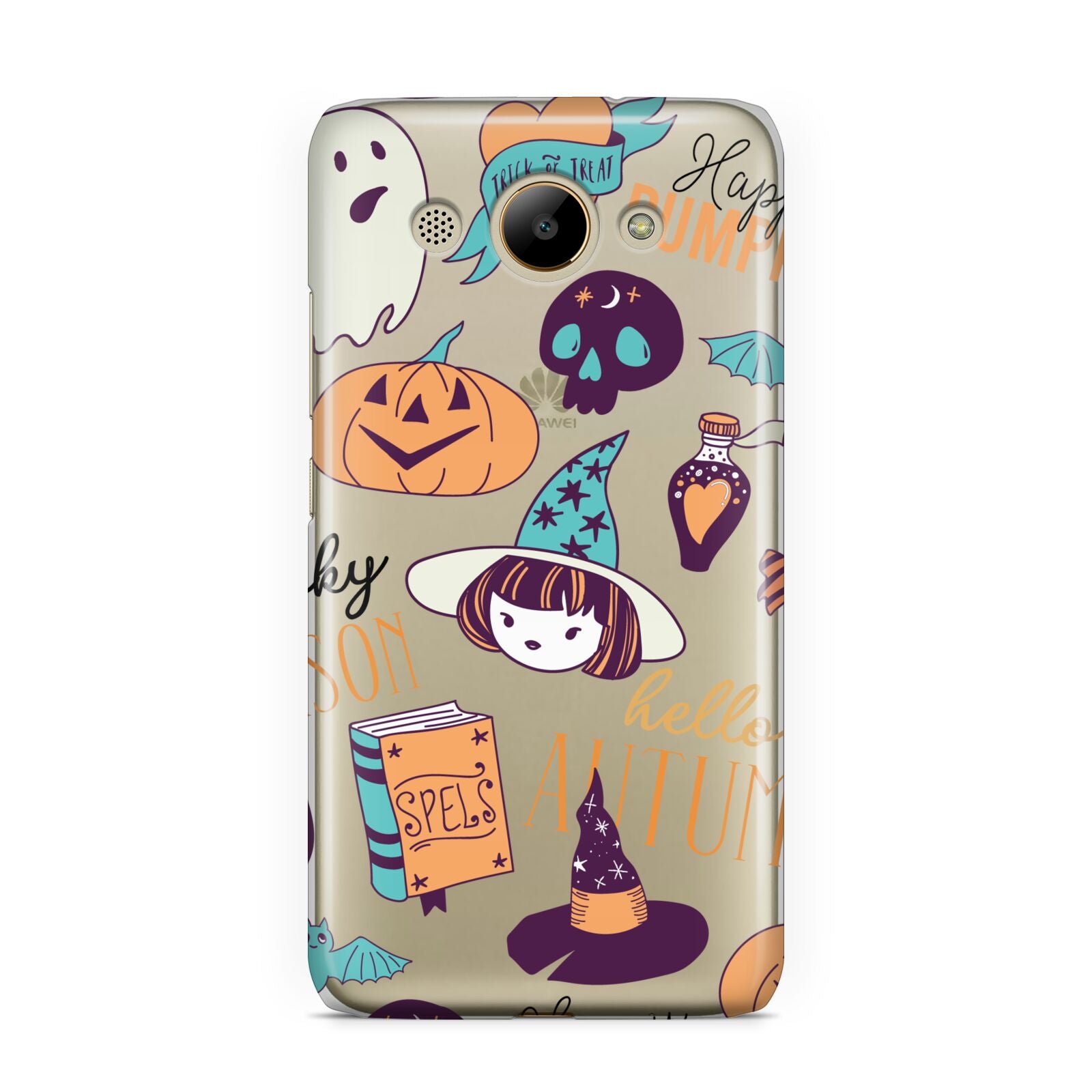 Orange and Blue Halloween Illustrations Huawei Y3 2017