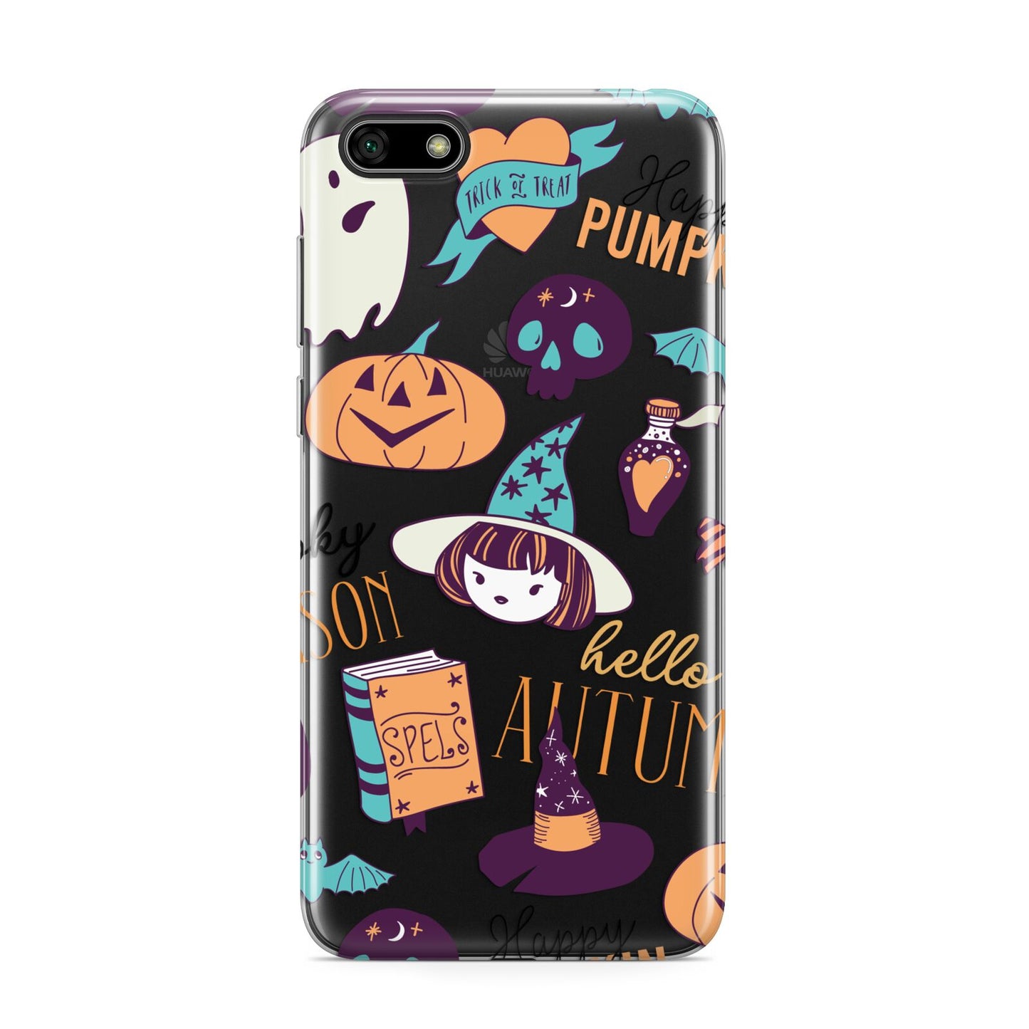 Orange and Blue Halloween Illustrations Huawei Y5 Prime 2018 Phone Case