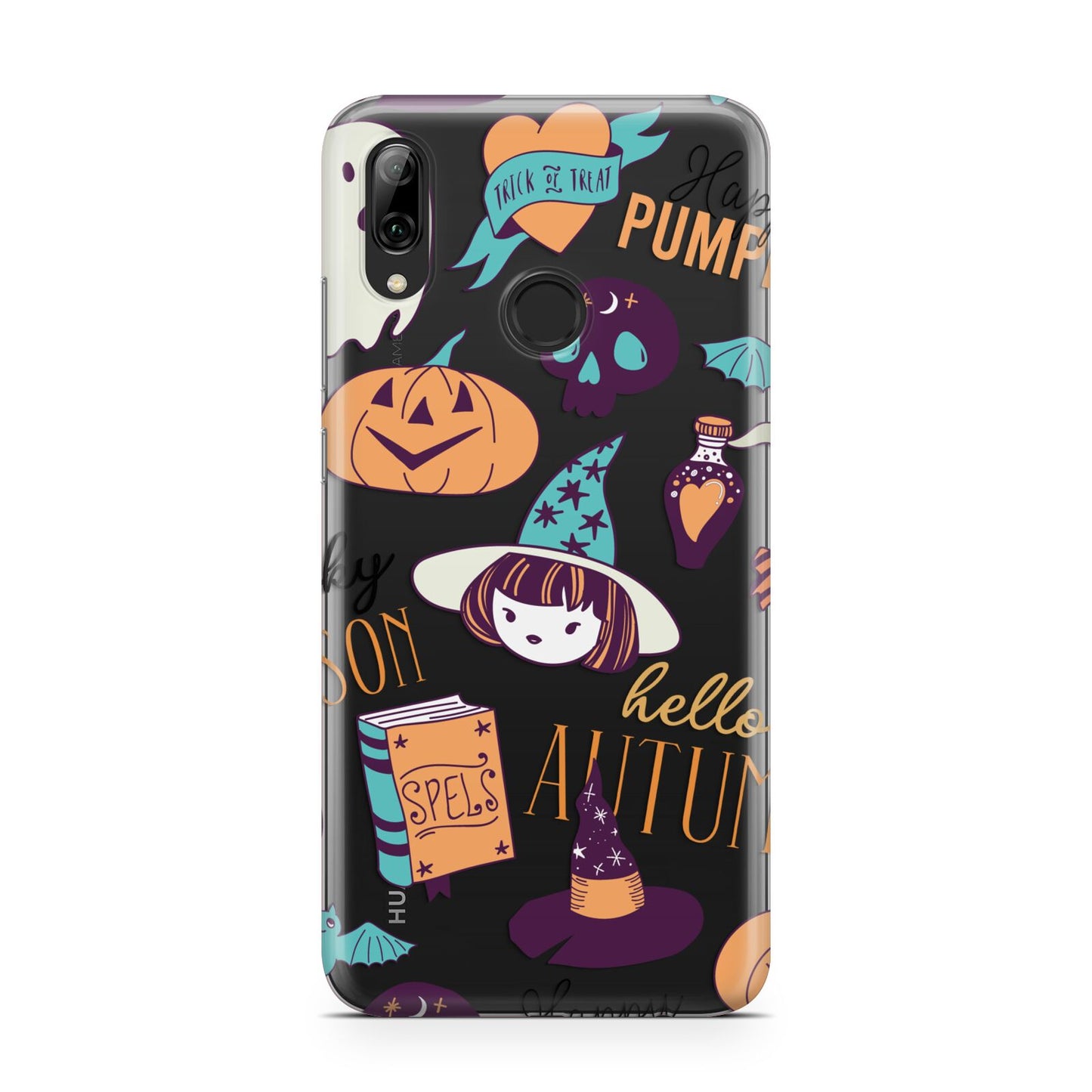 Orange and Blue Halloween Illustrations Huawei Y7 2019