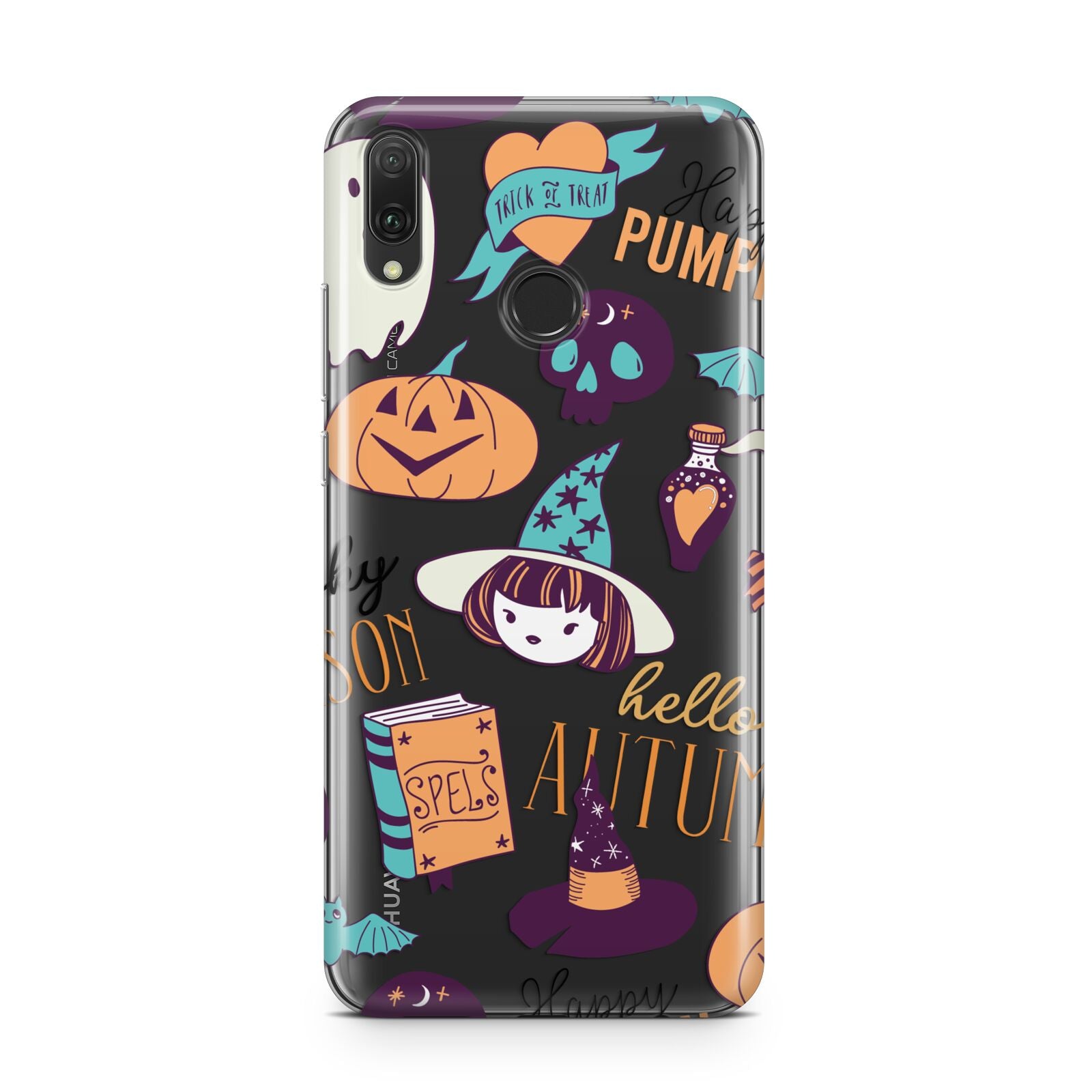 Orange and Blue Halloween Illustrations Huawei Y9 2019