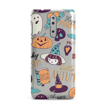 Orange and Blue Halloween Illustrations Nokia Case