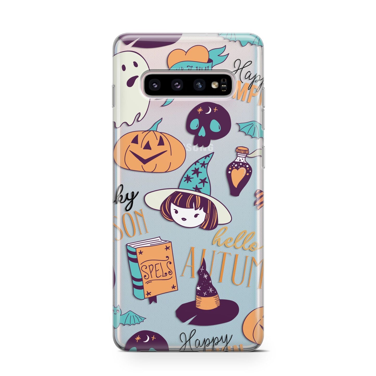 Orange and Blue Halloween Illustrations Protective Samsung Galaxy Case