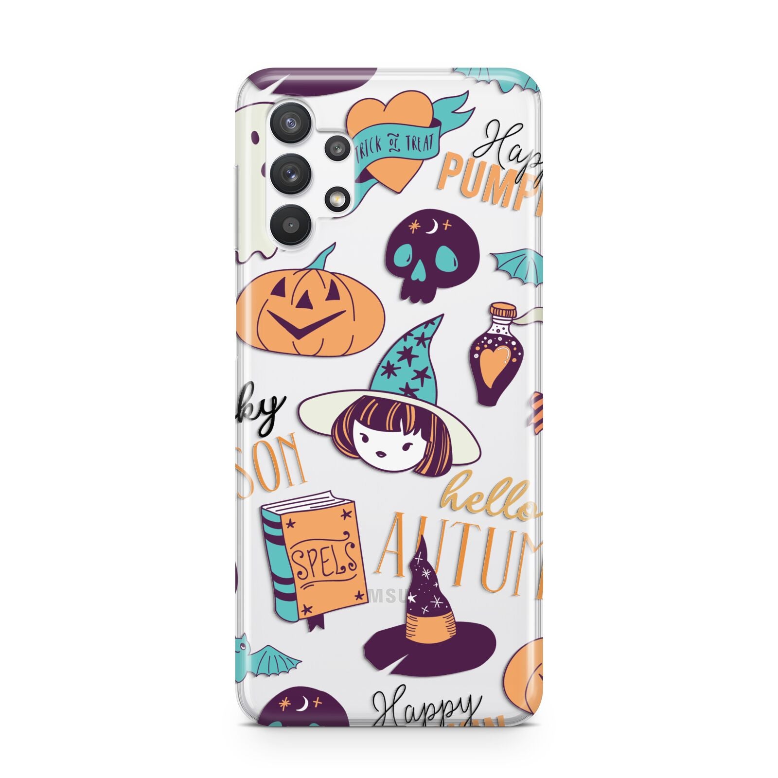 Orange and Blue Halloween Illustrations Samsung A32 5G Case