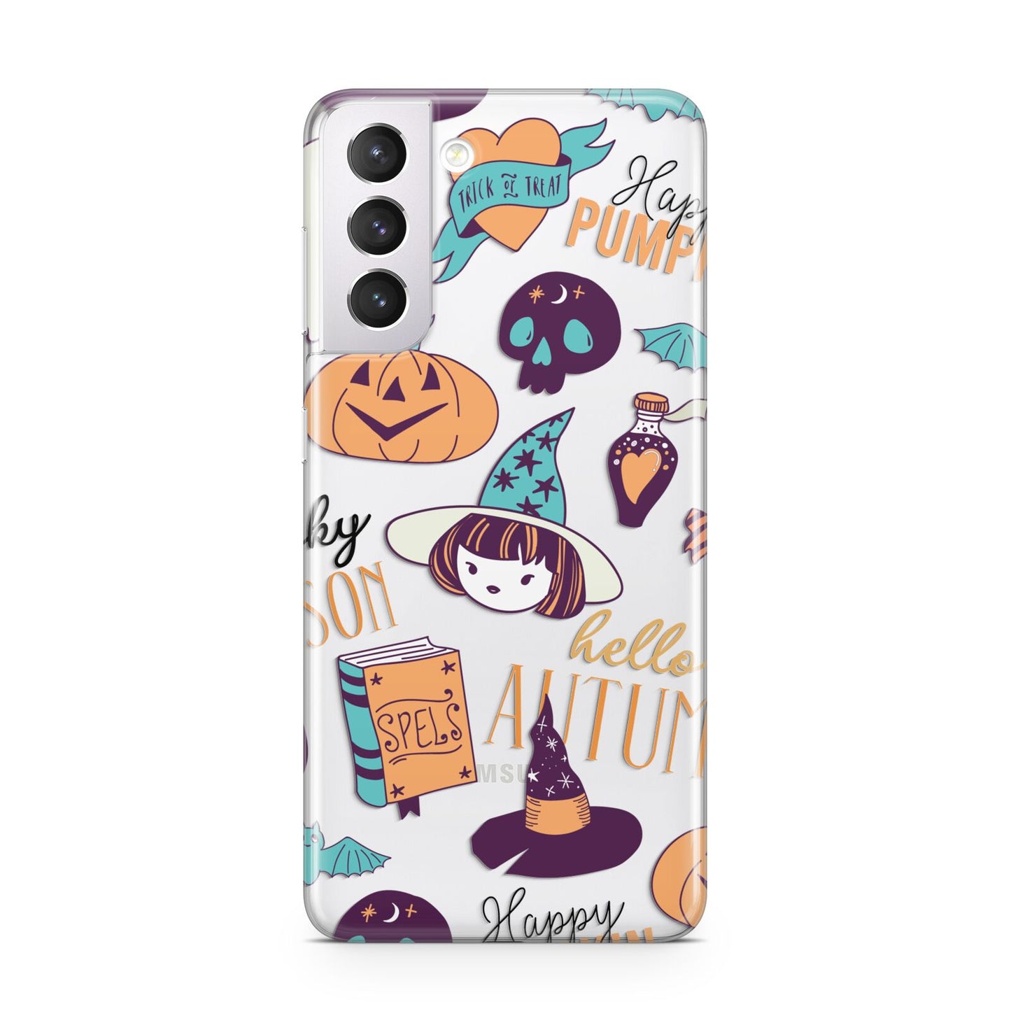 Orange and Blue Halloween Illustrations Samsung S21 Case