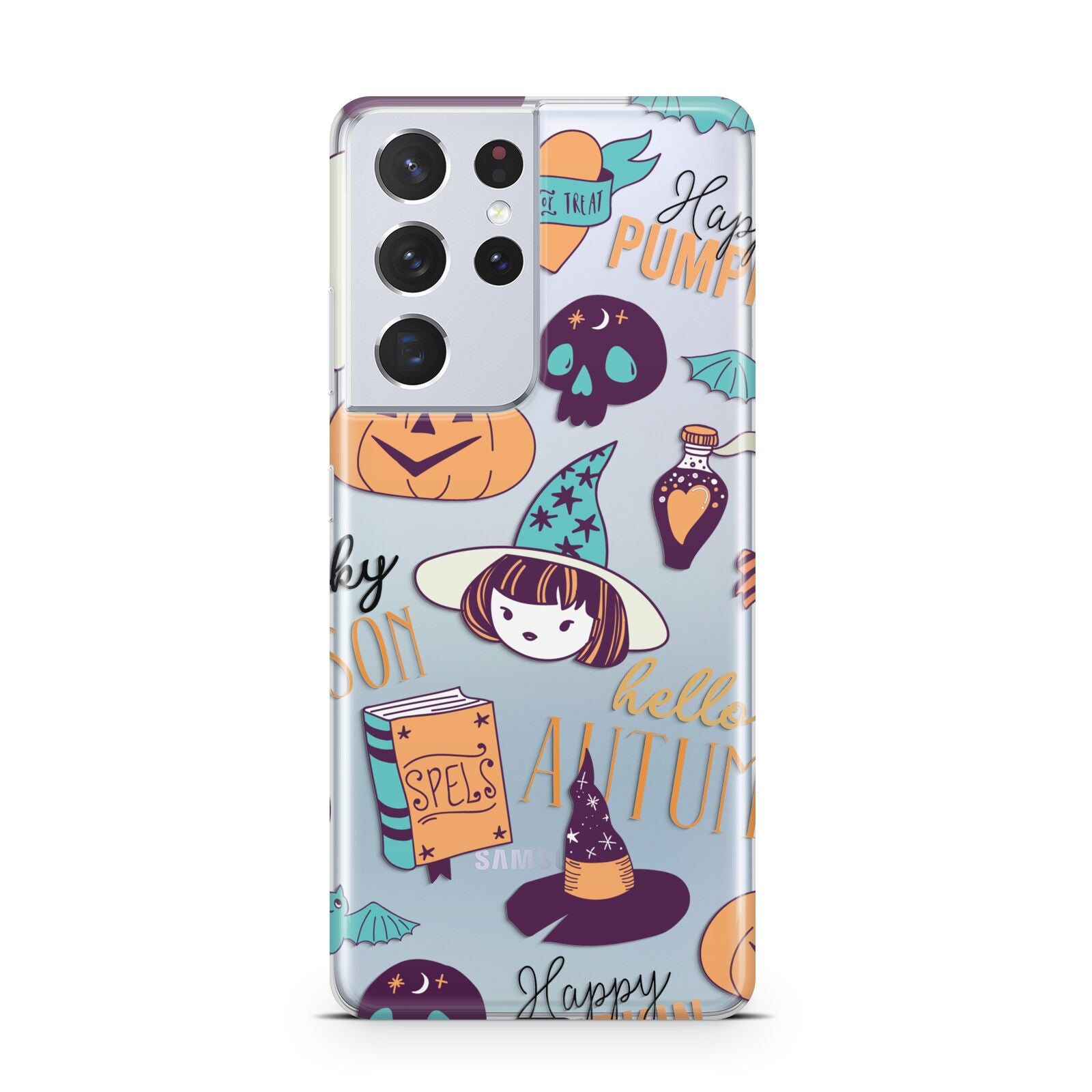 Orange and Blue Halloween Illustrations Samsung S21 Ultra Case