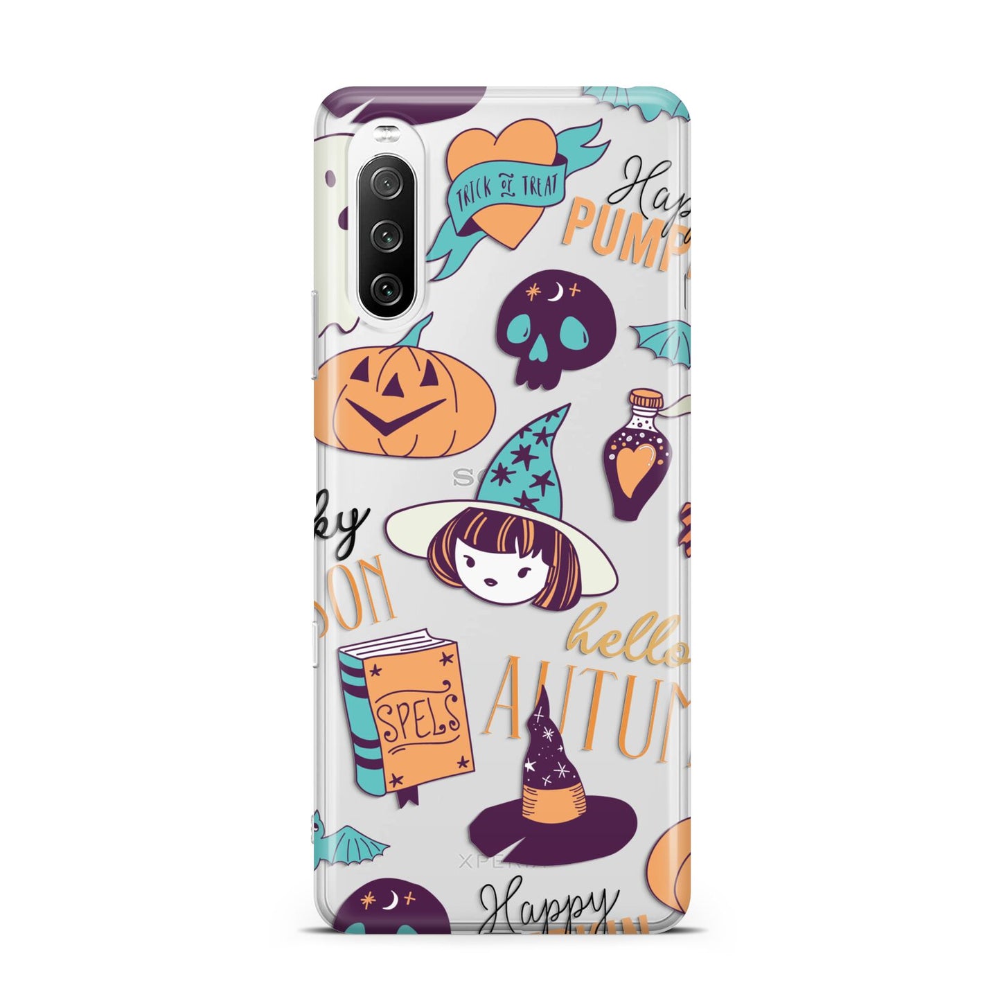 Orange and Blue Halloween Illustrations Sony Xperia 10 III Case