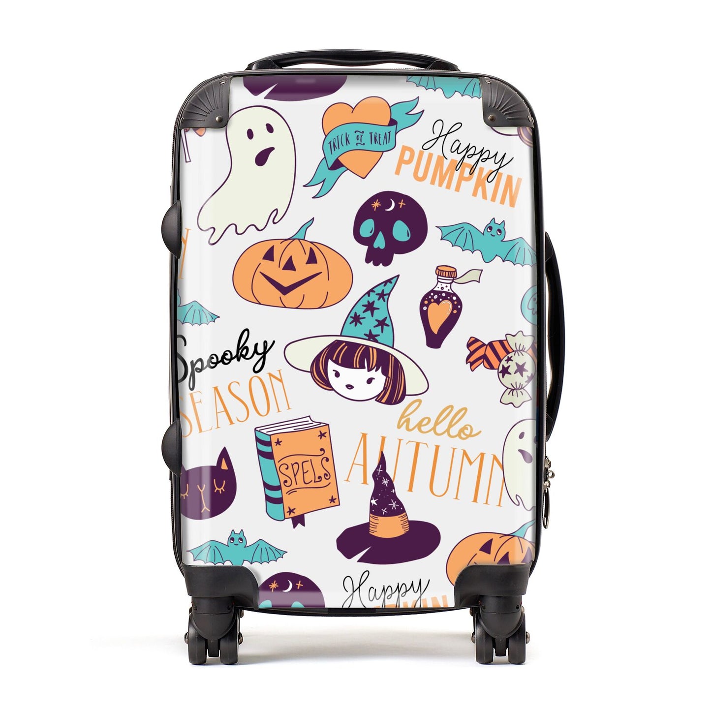 Orange and Blue Halloween Illustrations Suitcase