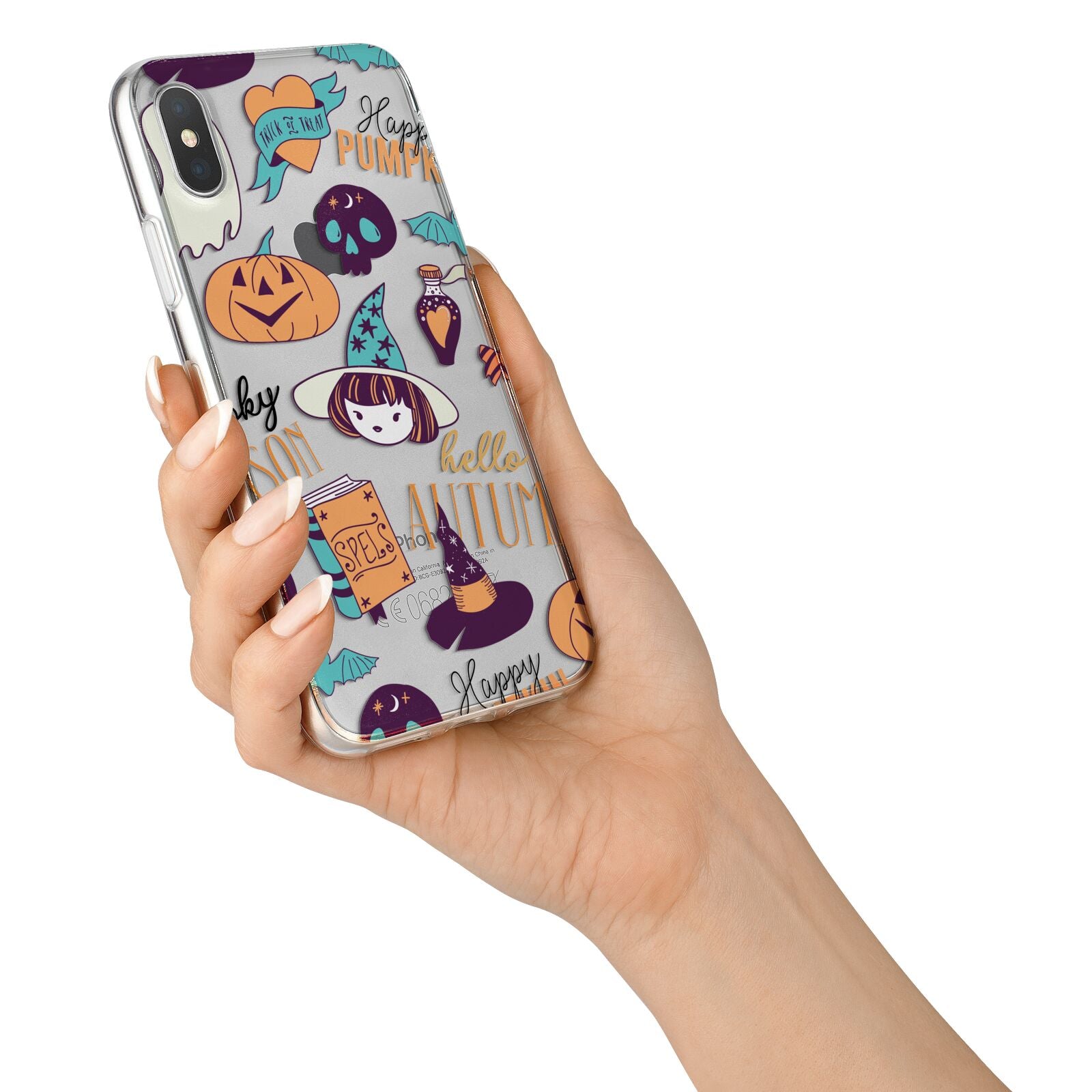 Orange and Blue Halloween Illustrations iPhone X Bumper Case on Silver iPhone Alternative Image 2