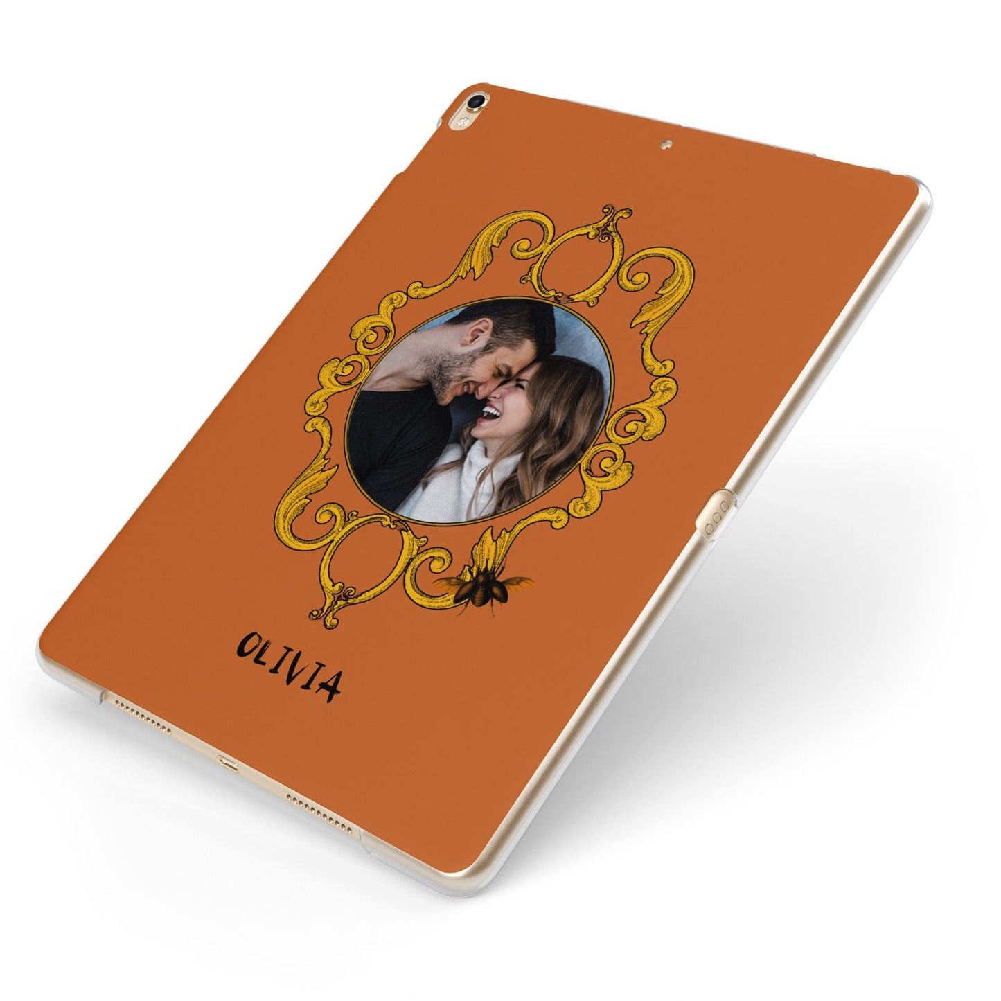 Ornate Halloween Custom Photo Apple iPad Case on Gold iPad Side View