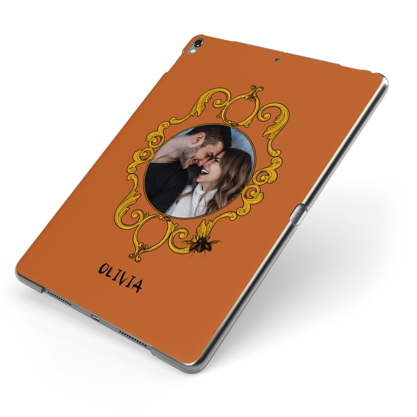 Ornate Halloween Custom Photo Apple iPad Case on Grey iPad Side View