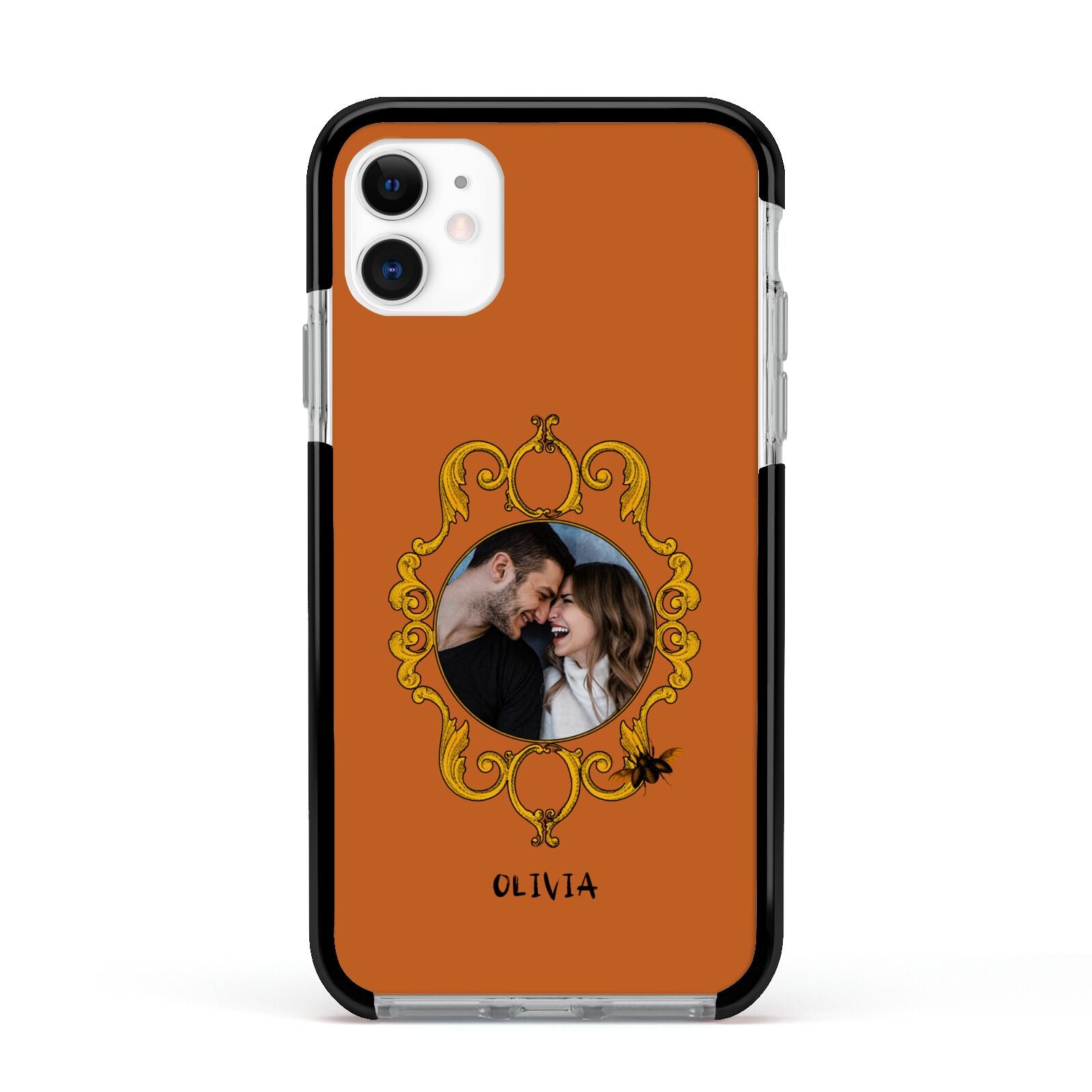 Ornate Halloween Custom Photo Apple iPhone 11 in White with Black Impact Case