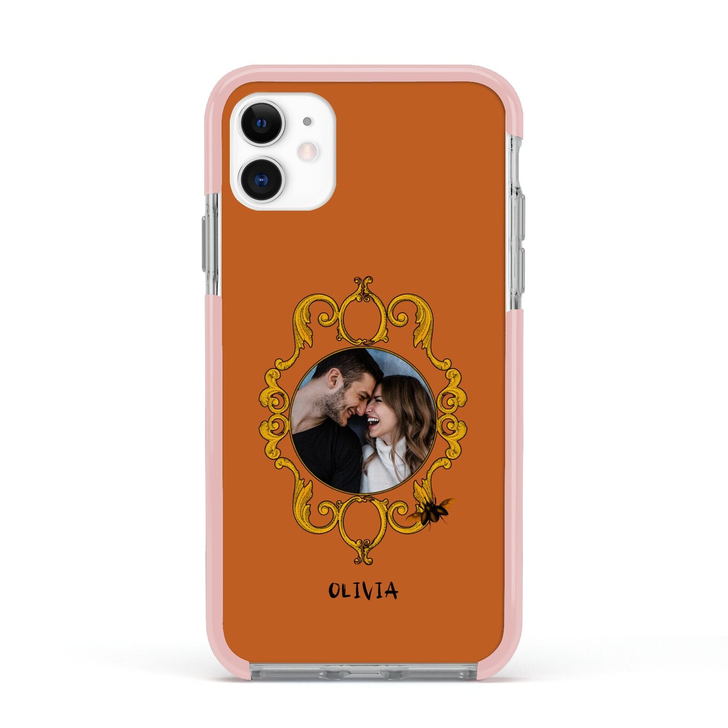 Ornate Halloween Custom Photo Apple iPhone 11 in White with Pink Impact Case