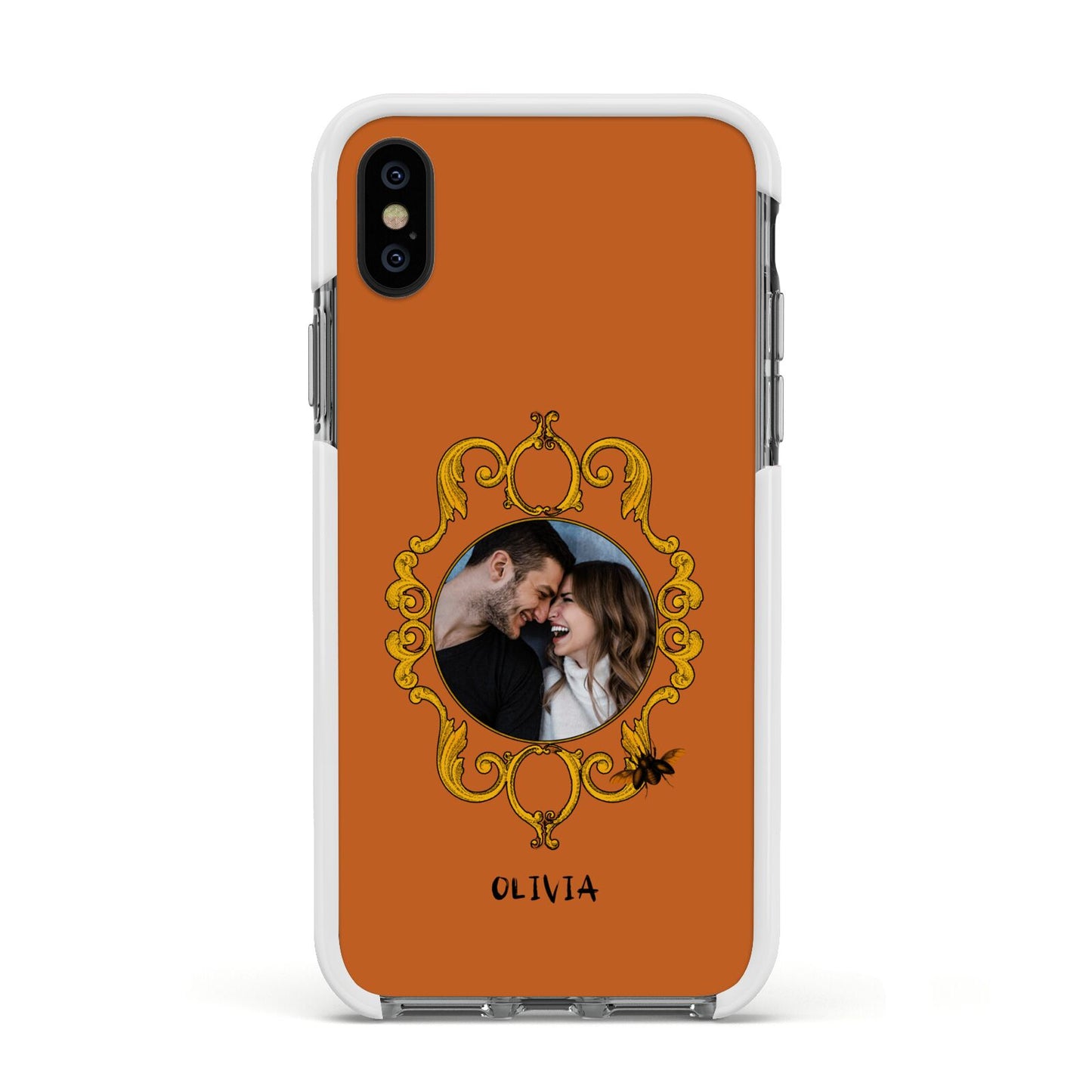 Ornate Halloween Custom Photo Apple iPhone Xs Impact Case White Edge on Black Phone