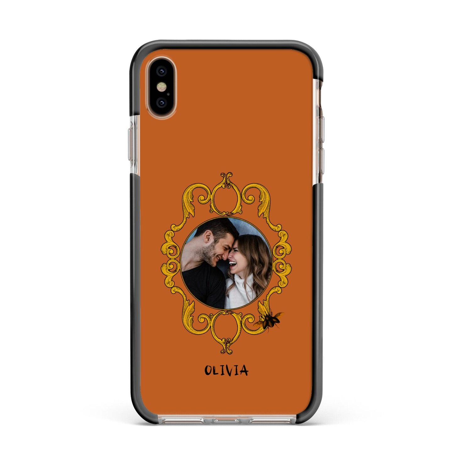 Ornate Halloween Custom Photo Apple iPhone Xs Max Impact Case Black Edge on Gold Phone