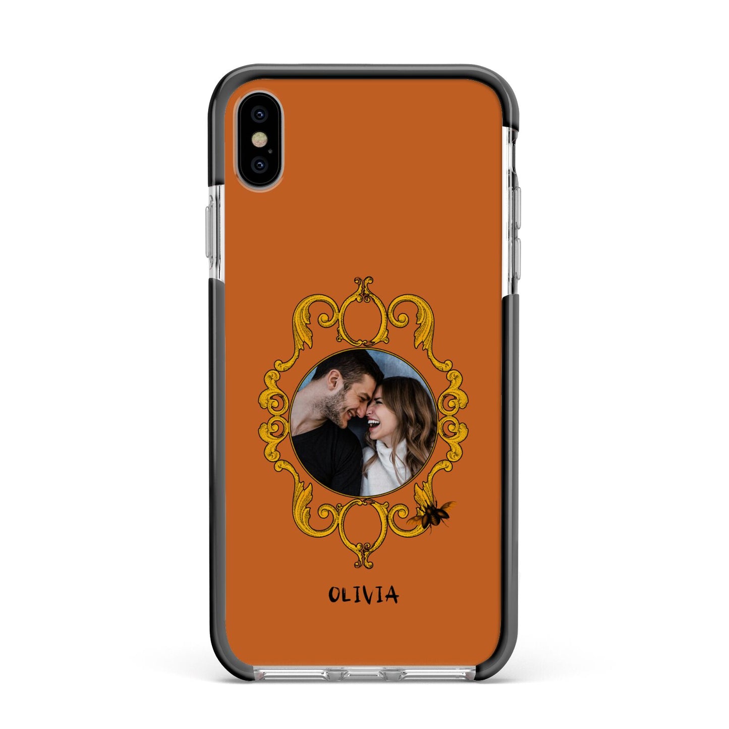 Ornate Halloween Custom Photo Apple iPhone Xs Max Impact Case Black Edge on Silver Phone