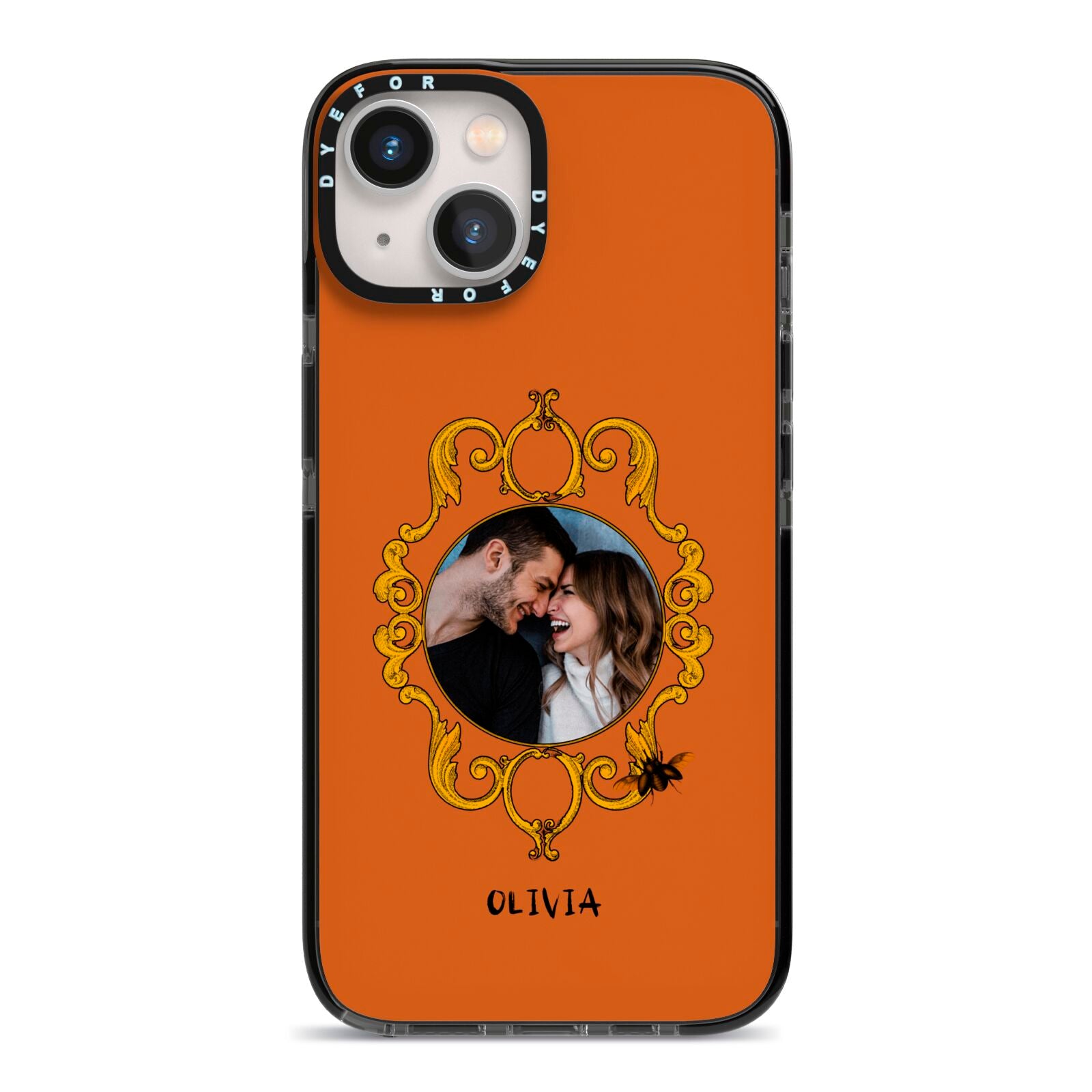 Ornate Halloween Custom Photo iPhone 13 Black Impact Case on Silver phone