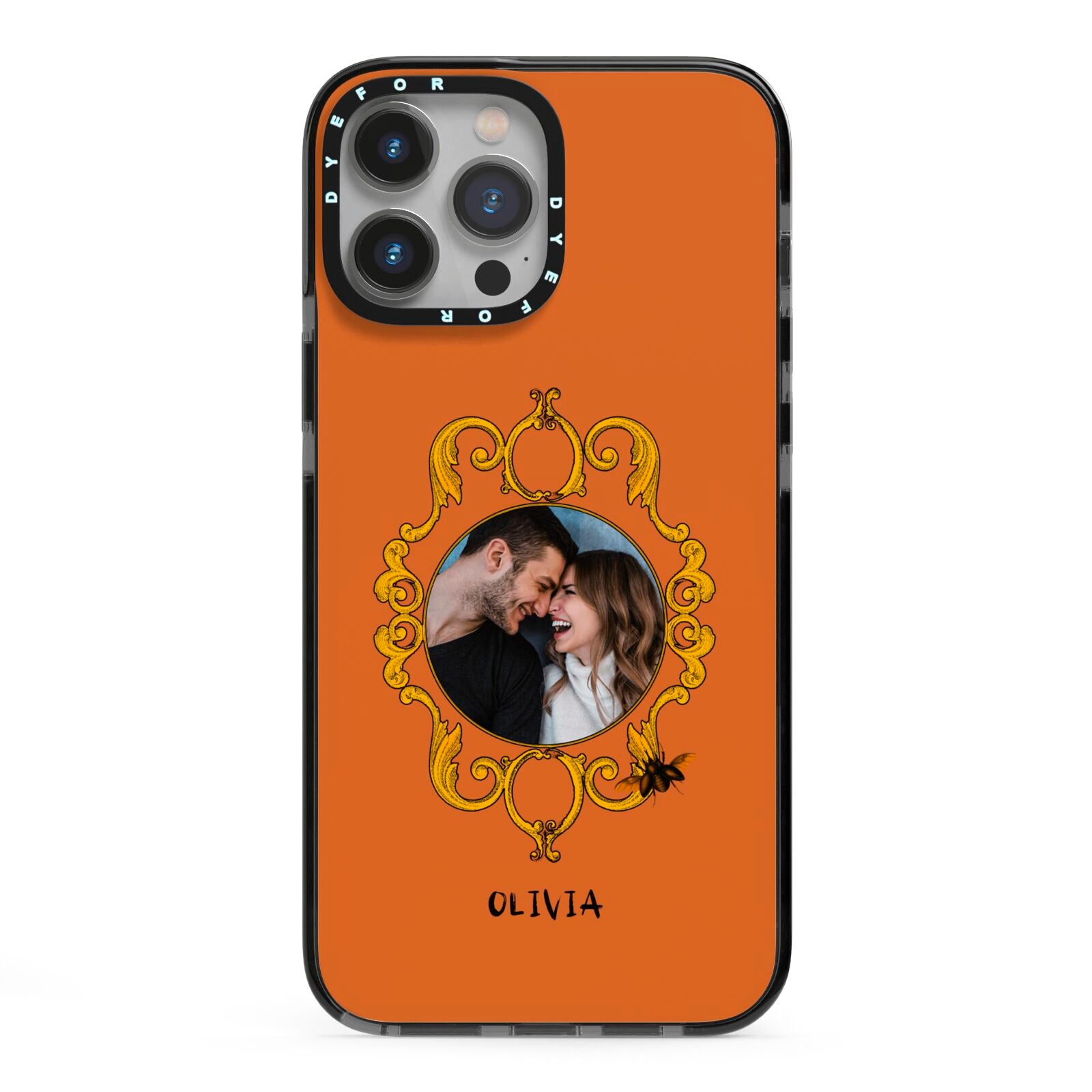 Ornate Halloween Custom Photo iPhone 13 Pro Max Black Impact Case on Silver phone