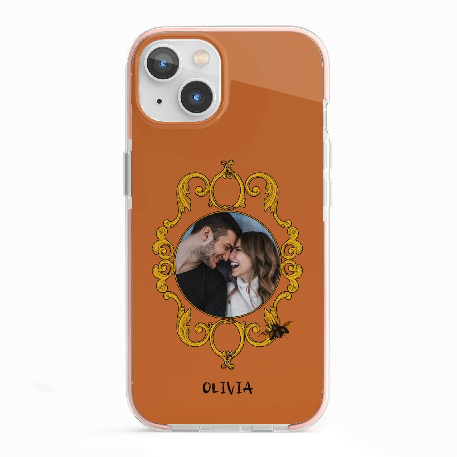 Ornate Halloween Custom Photo iPhone 13 TPU Impact Case with Pink Edges