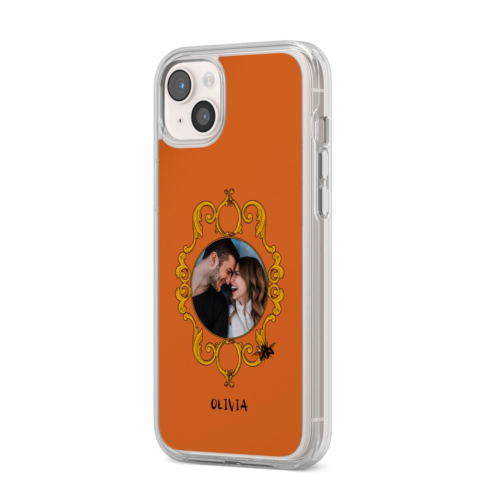 Ornate Halloween Custom Photo iPhone 14 Plus Clear Tough Case Starlight Angled Image