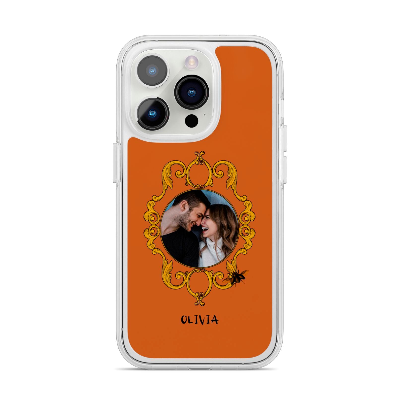 Ornate Halloween Custom Photo iPhone 14 Pro Clear Tough Case Silver