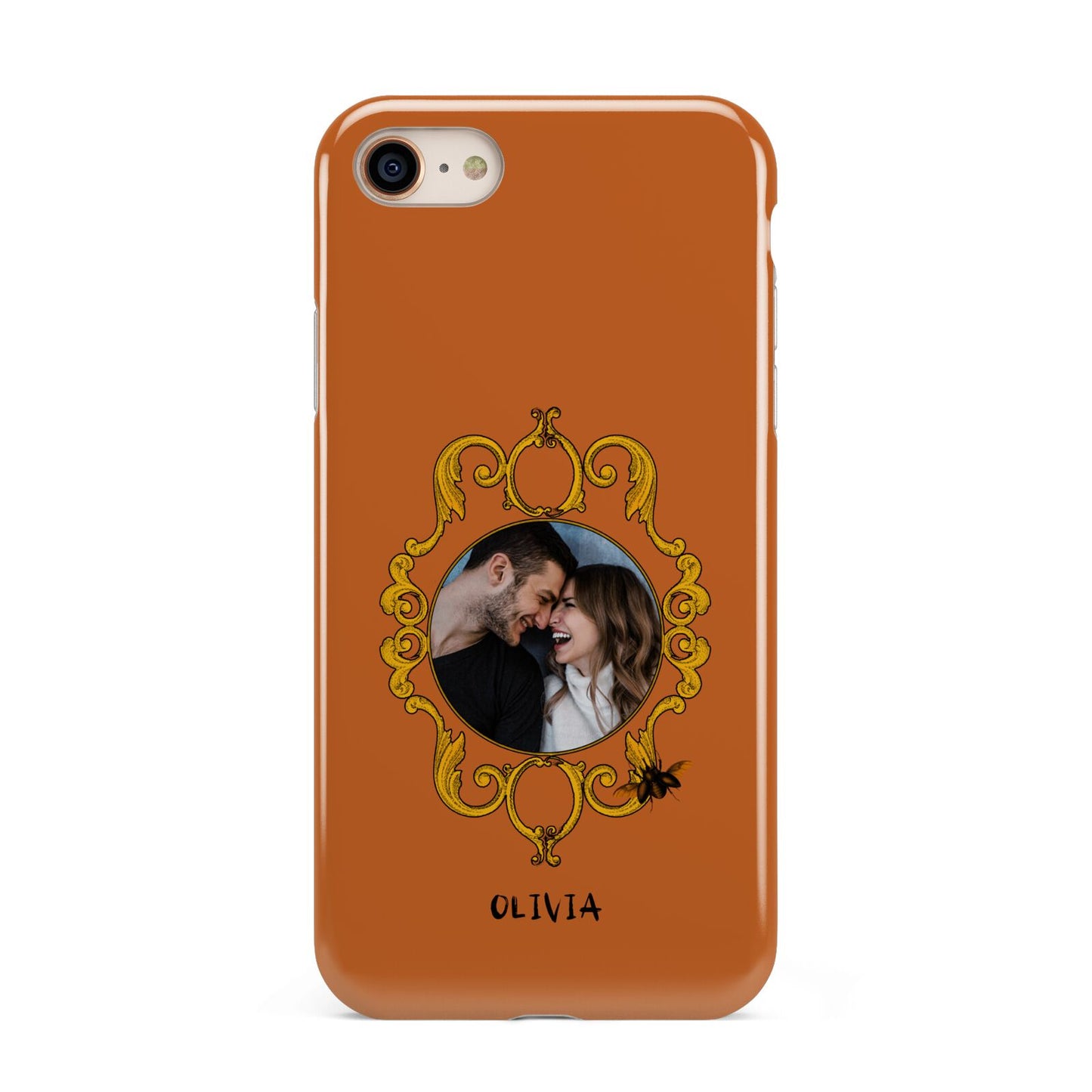 Ornate Halloween Custom Photo iPhone 8 3D Tough Case on Gold Phone