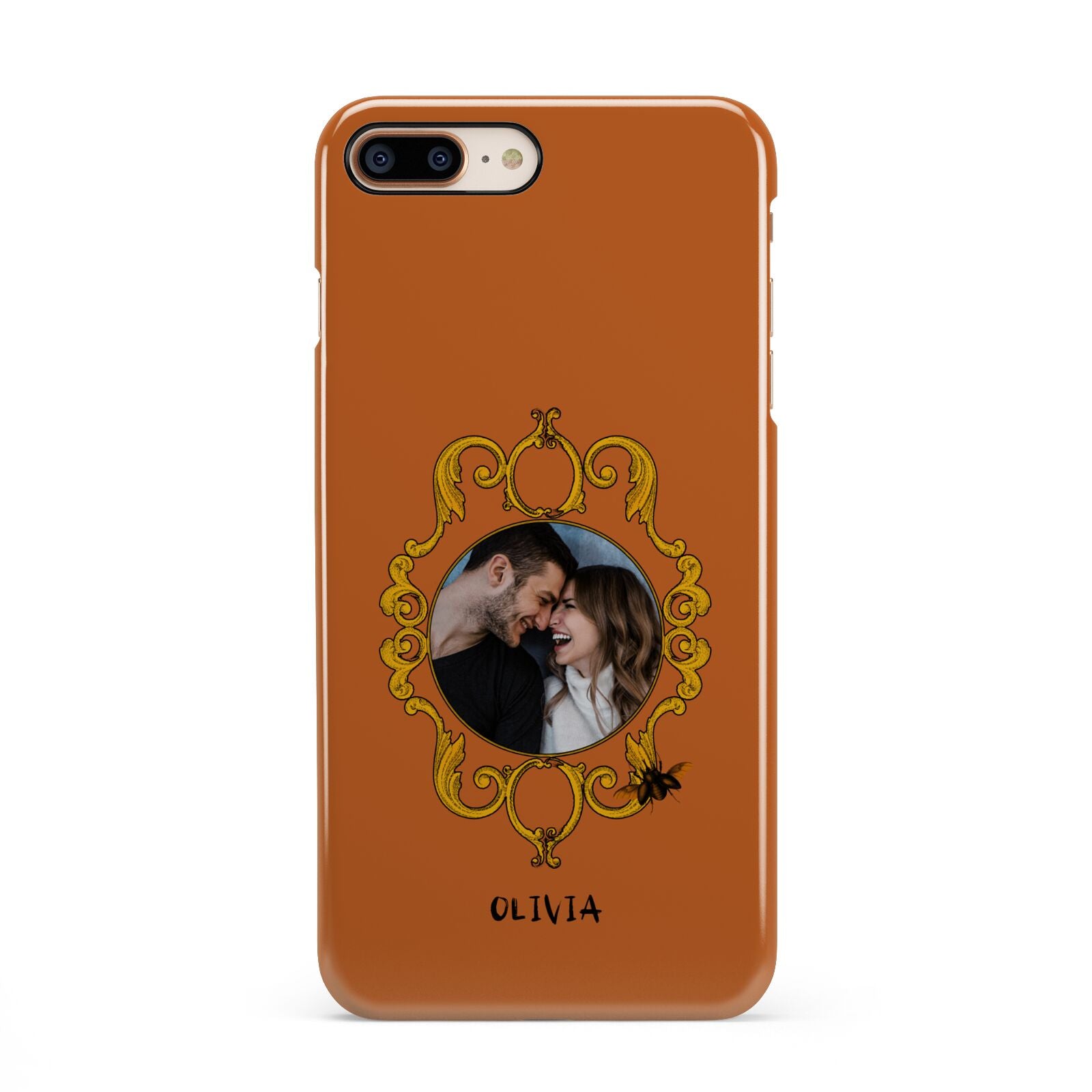 Ornate Halloween Custom Photo iPhone 8 Plus 3D Snap Case on Gold Phone