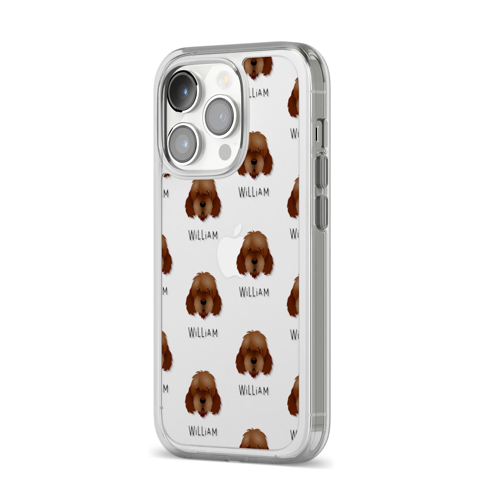 Otterhound Icon with Name iPhone 14 Pro Clear Tough Case Silver Angled Image