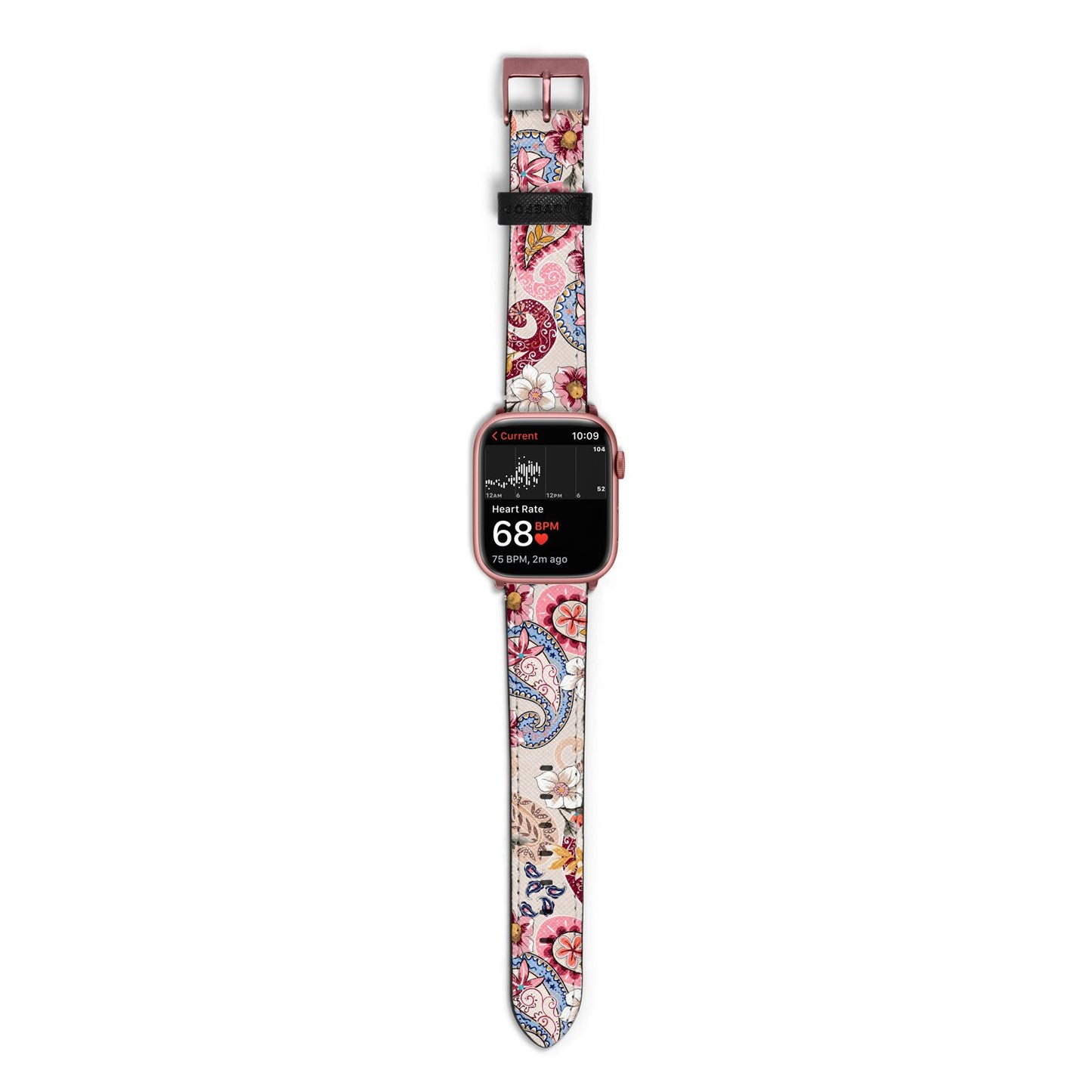 Paisley Cashmere Flowers Apple Watch Strap Size 38mm with Rose Gold Hardware