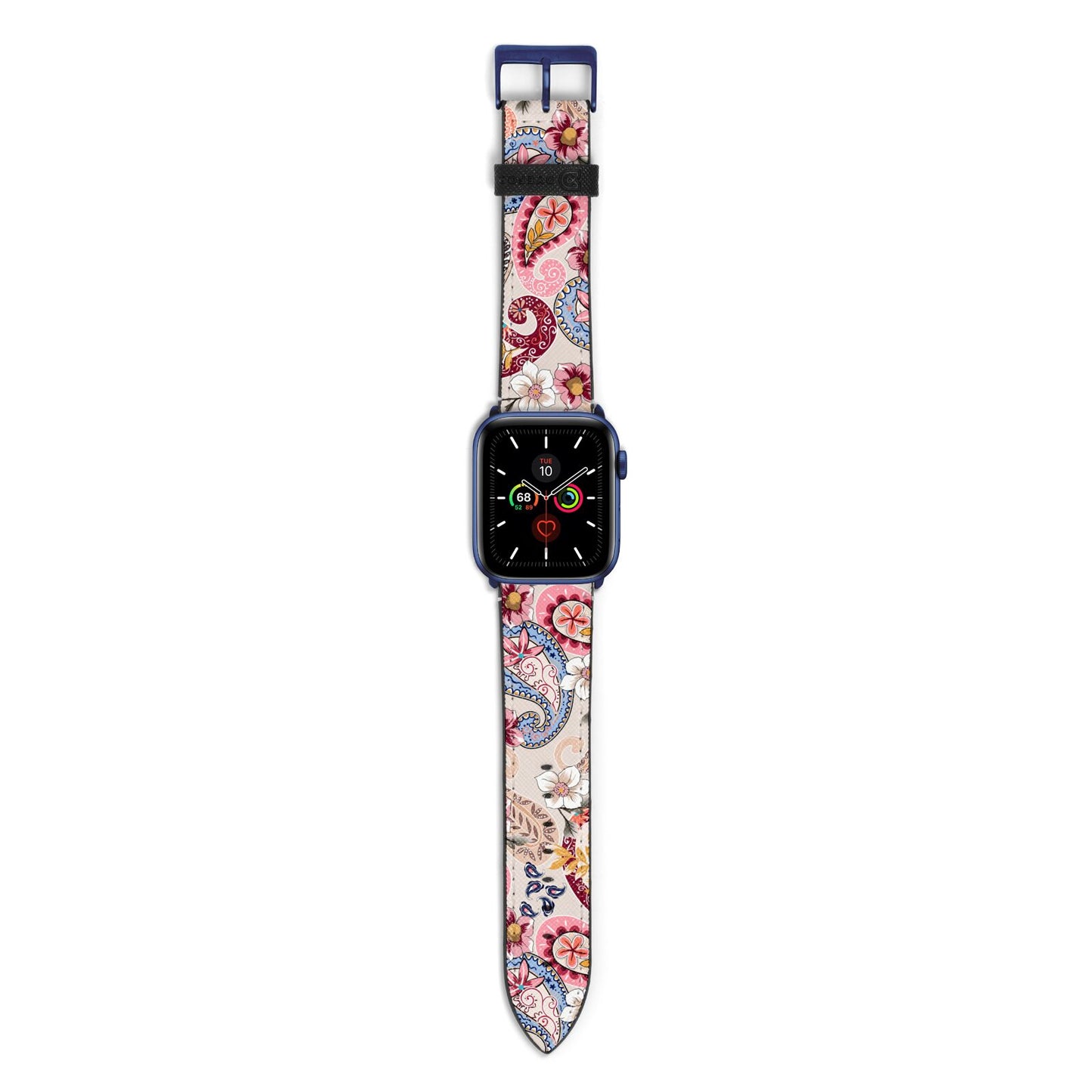 Paisley Cashmere Flowers Apple Watch Strap with Blue Hardware