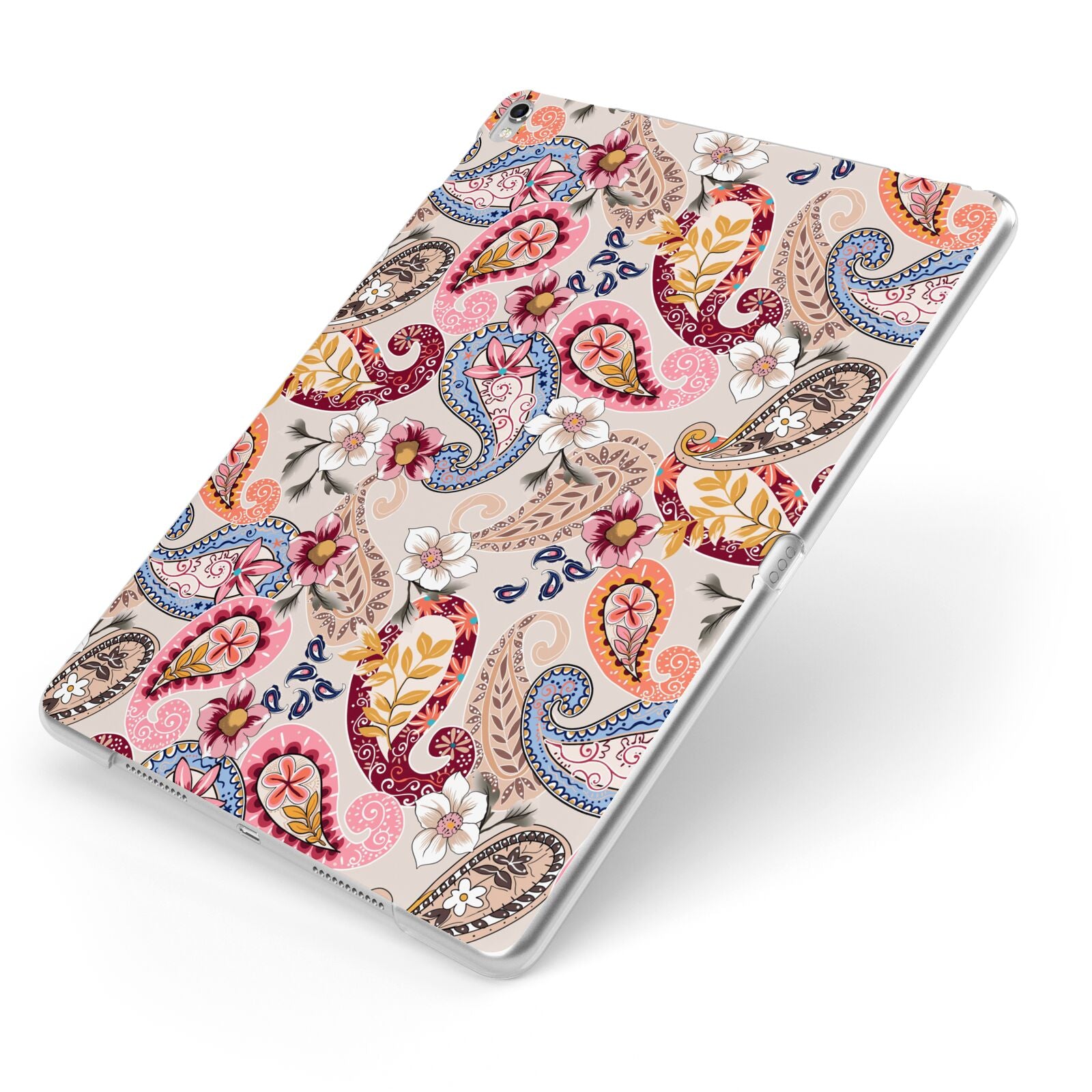 Paisley Cashmere Flowers Apple iPad Case on Silver iPad Side View