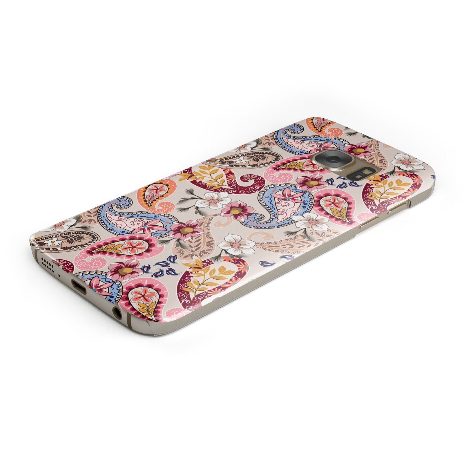 Paisley Cashmere Flowers Protective Samsung Galaxy Case Angled Image