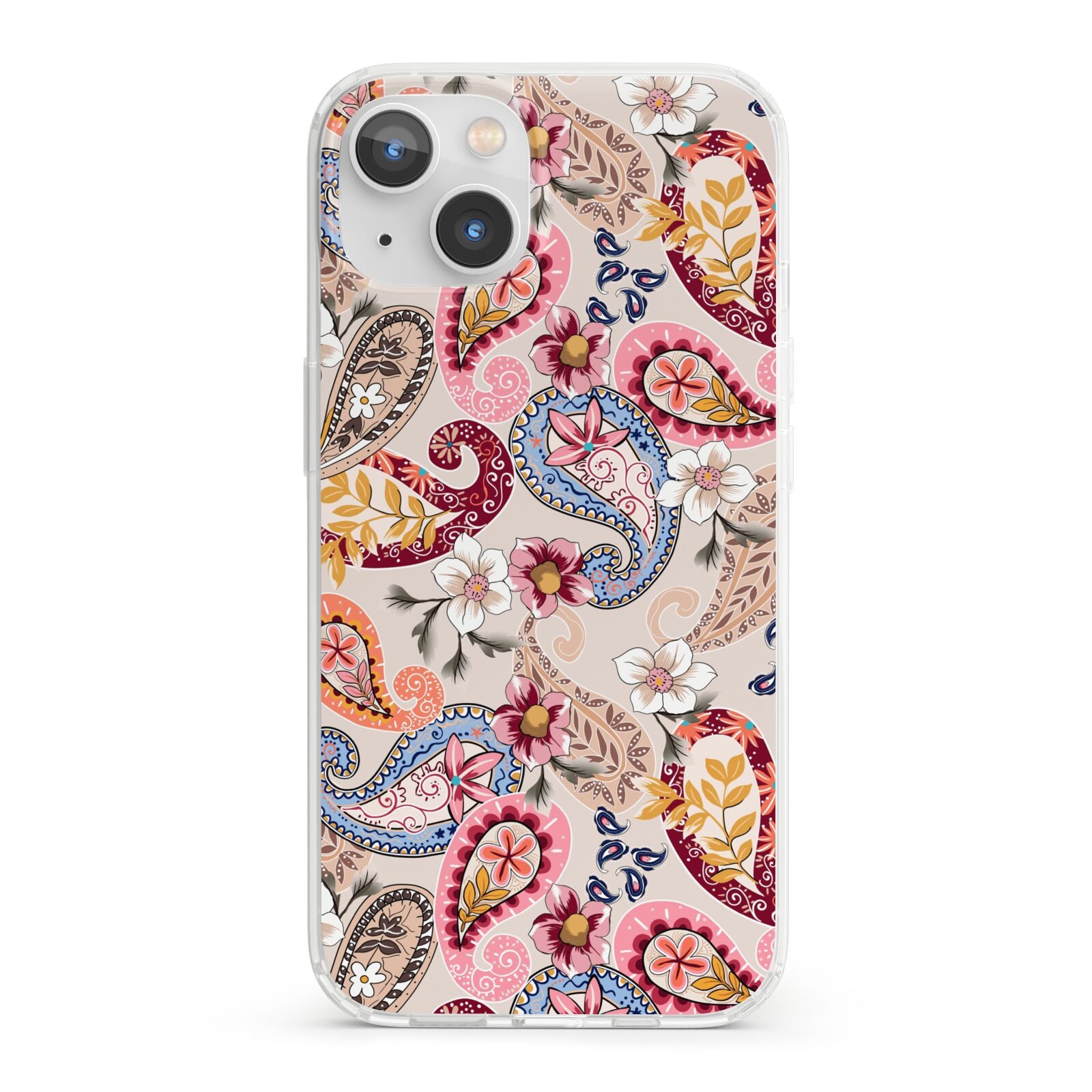 Paisley Cashmere Flowers iPhone 13 Clear Bumper Case