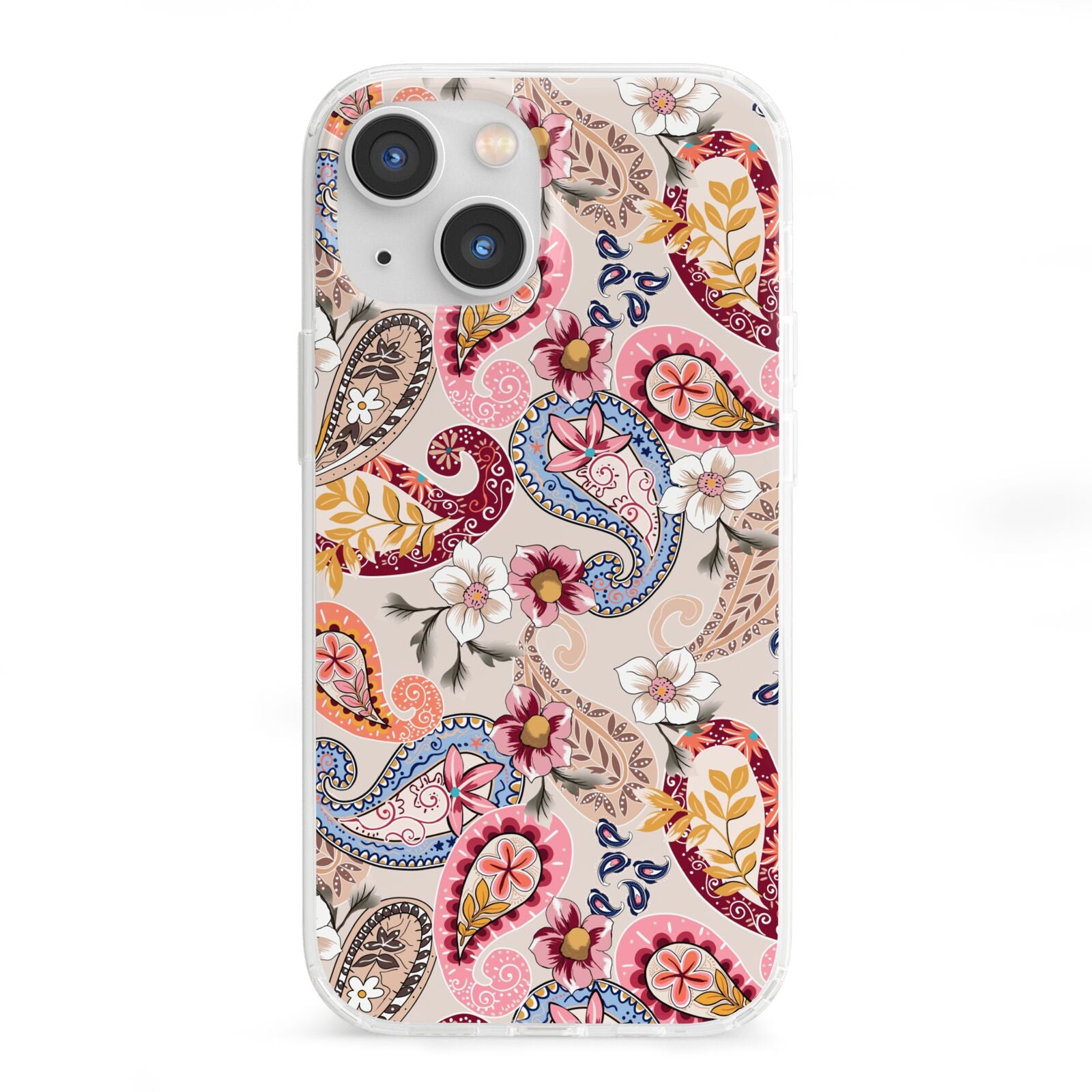 Paisley Cashmere Flowers iPhone 13 Mini Clear Bumper Case