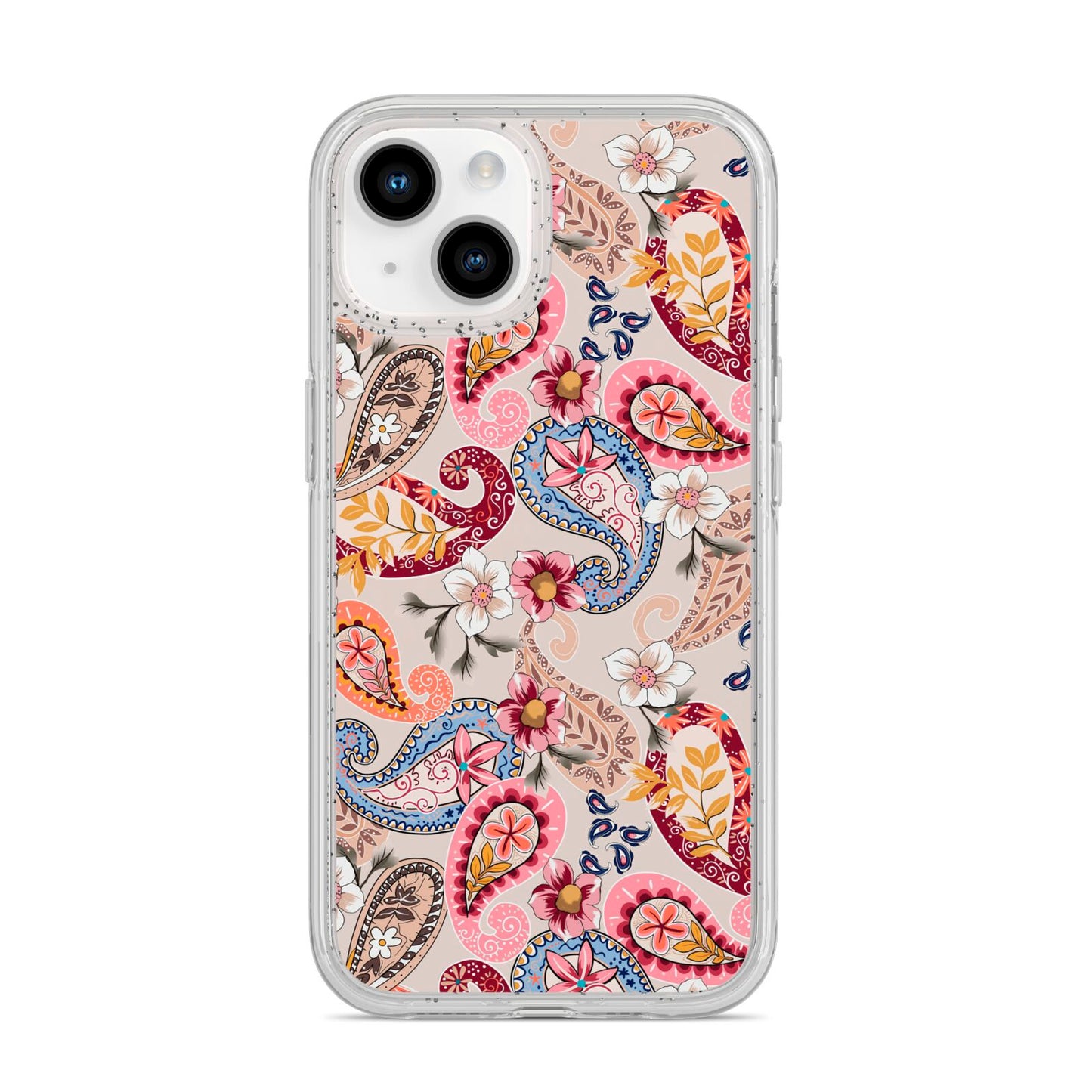 Paisley Cashmere Flowers iPhone 14 Glitter Tough Case Starlight