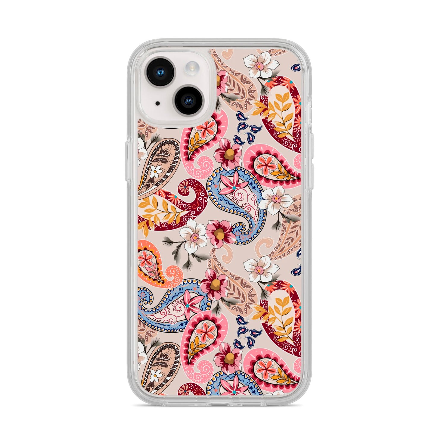 Paisley Cashmere Flowers iPhone 14 Plus Clear Tough Case Starlight