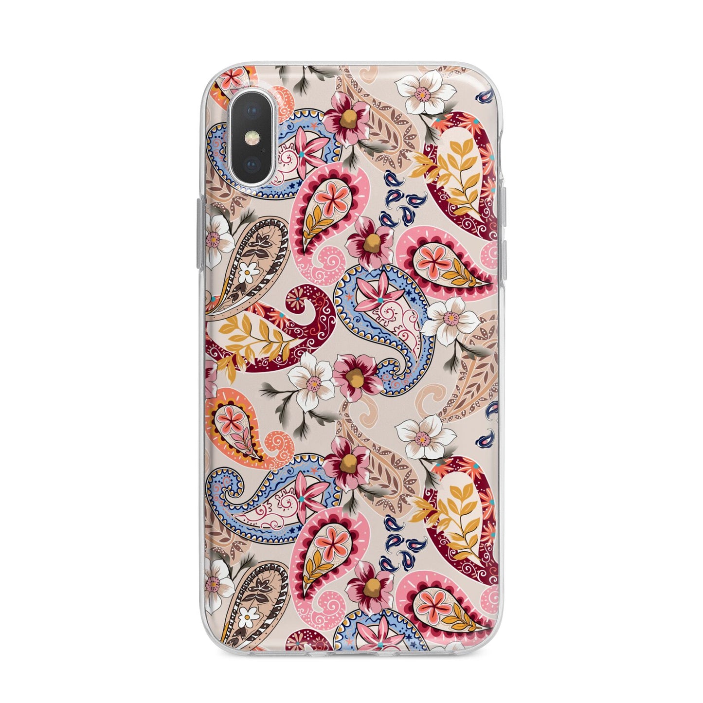 Paisley Cashmere Flowers iPhone X Bumper Case on Silver iPhone Alternative Image 1