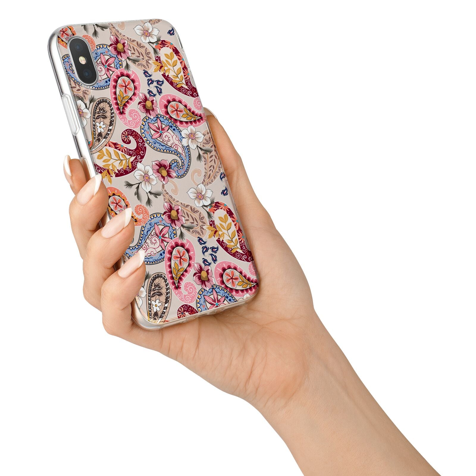 Paisley Cashmere Flowers iPhone X Bumper Case on Silver iPhone Alternative Image 2