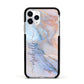 Pale Blue And Pink Marble Apple iPhone 11 Pro in Silver with Black Impact Case