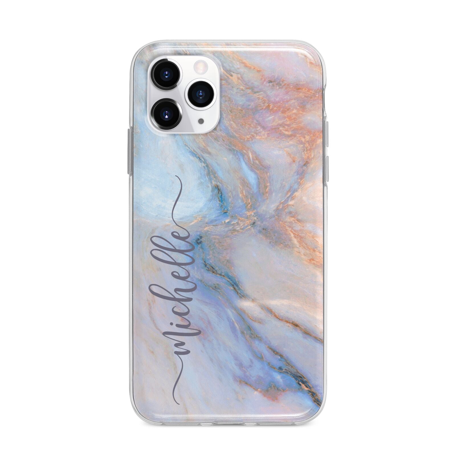 Pale Blue And Pink Marble Apple iPhone 11 Pro in Silver with Bumper Case